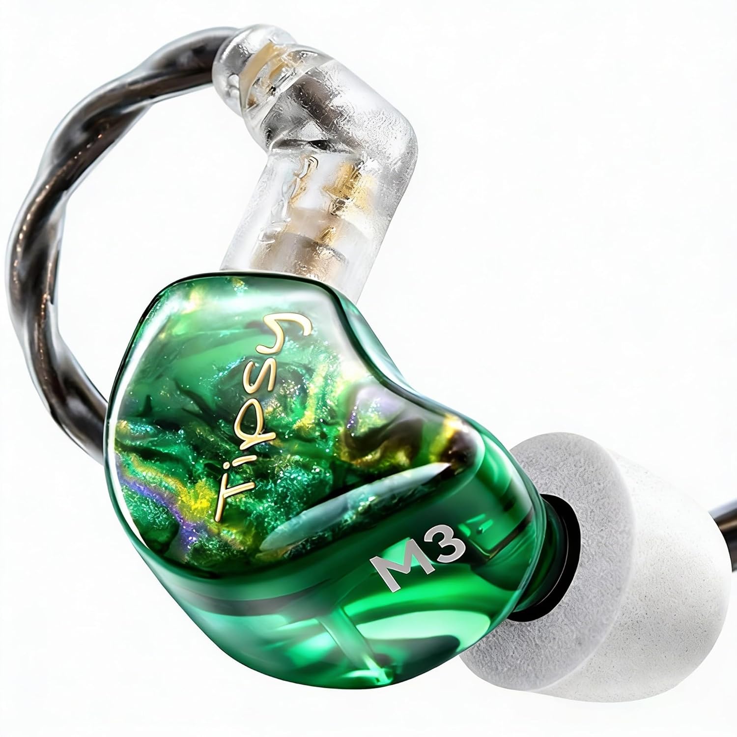 Tipsy M3 Professional IEM for Musicians  2BA + 1DD Drivers  36dB PNC  IPX5  Acoustic-Runway™ Technology  Skin-Friendly Resin  Detachable 0.78mm 2-pin Cable (No Mic  Green)