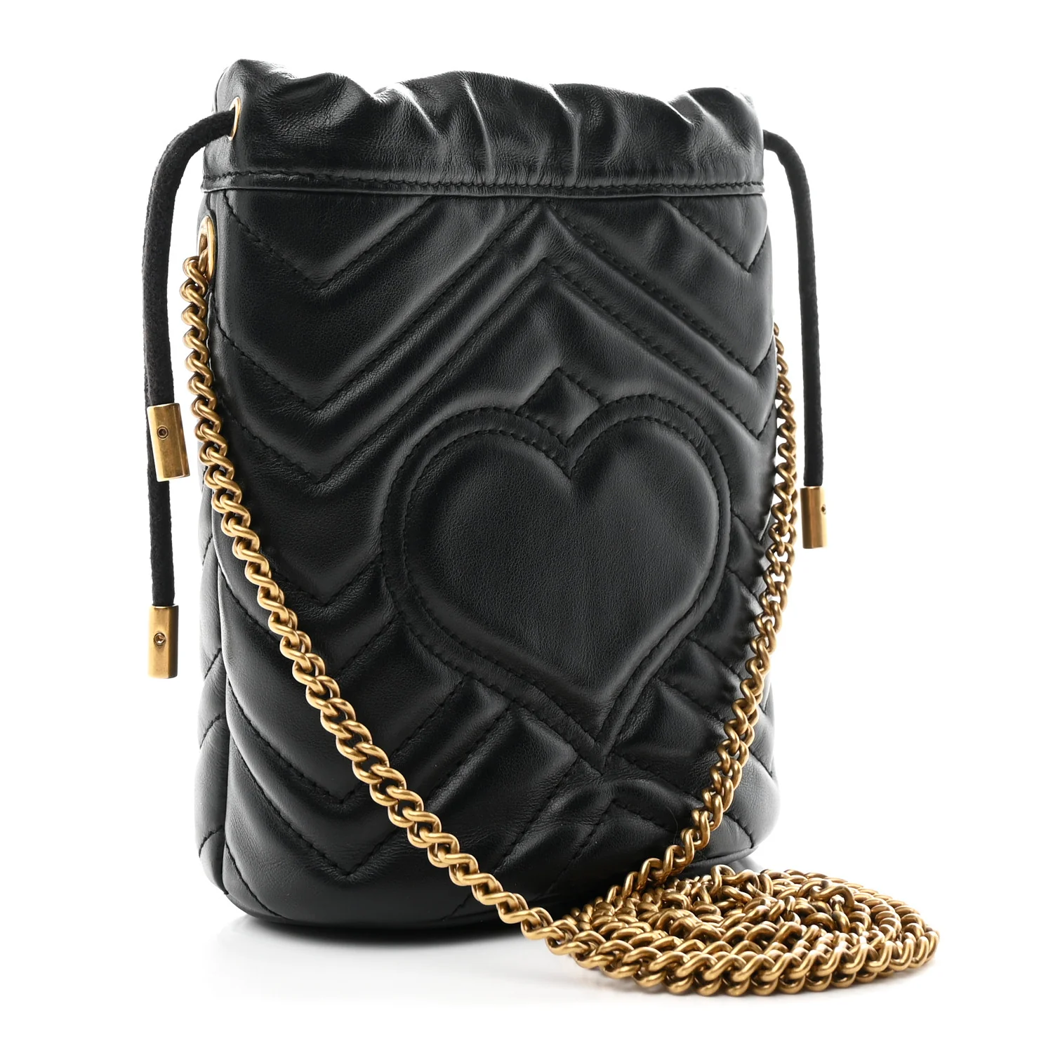 Calfskin Matelasse Mini GG Marmont 2.0 Bucket Bag Black