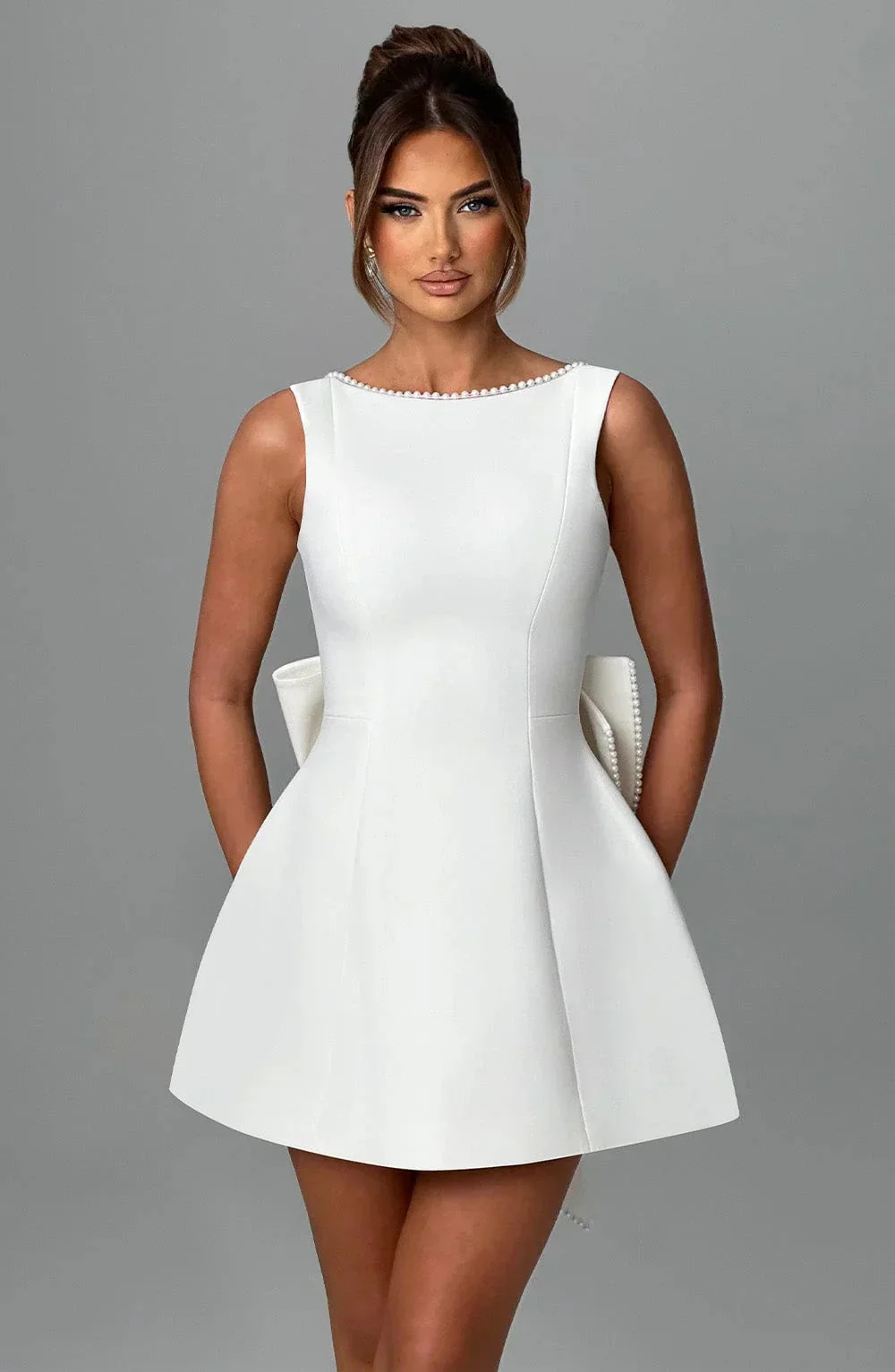 Robe de cocktail pour femme à dos noué