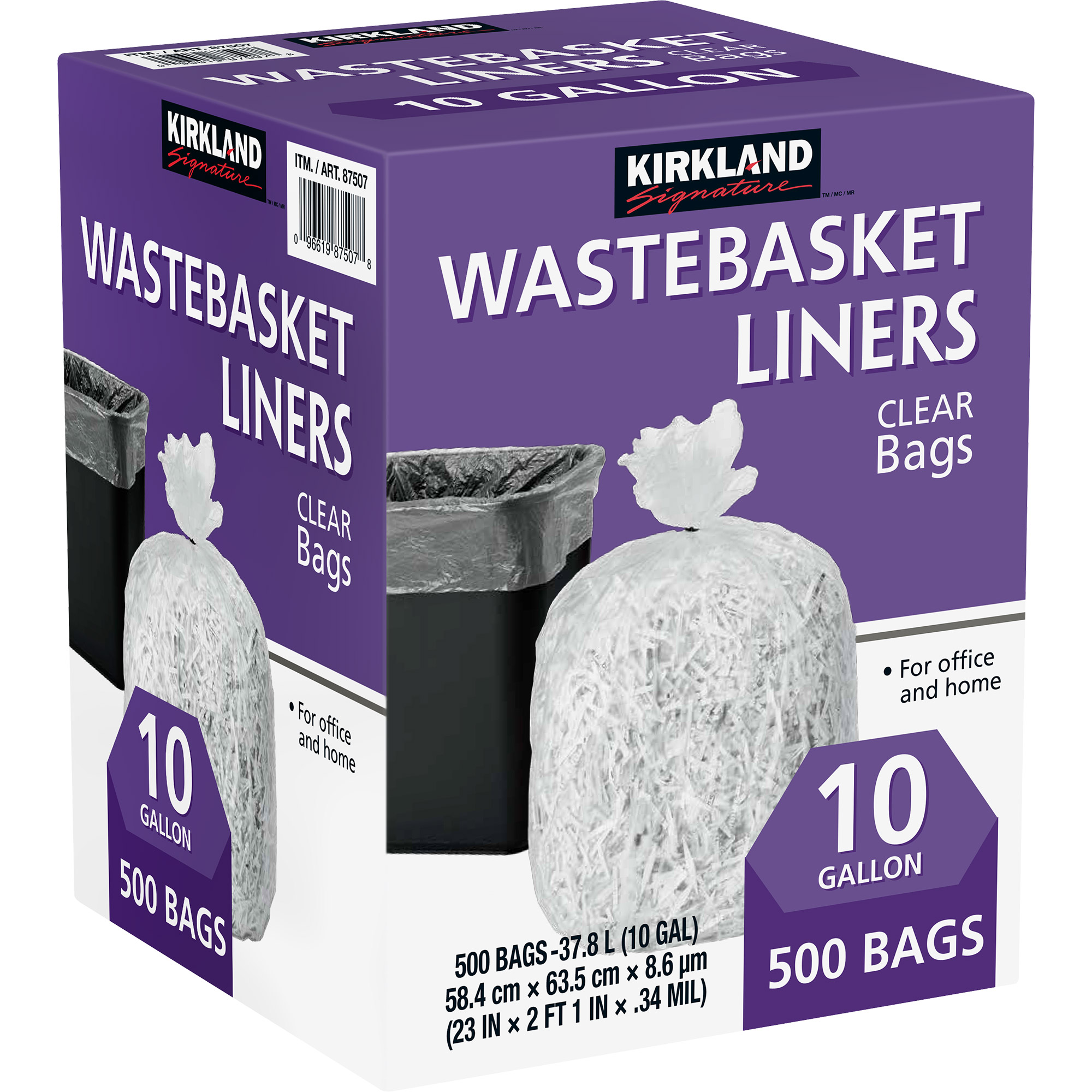 10-Gallon Wastebasket Liner, Clear, 500-count