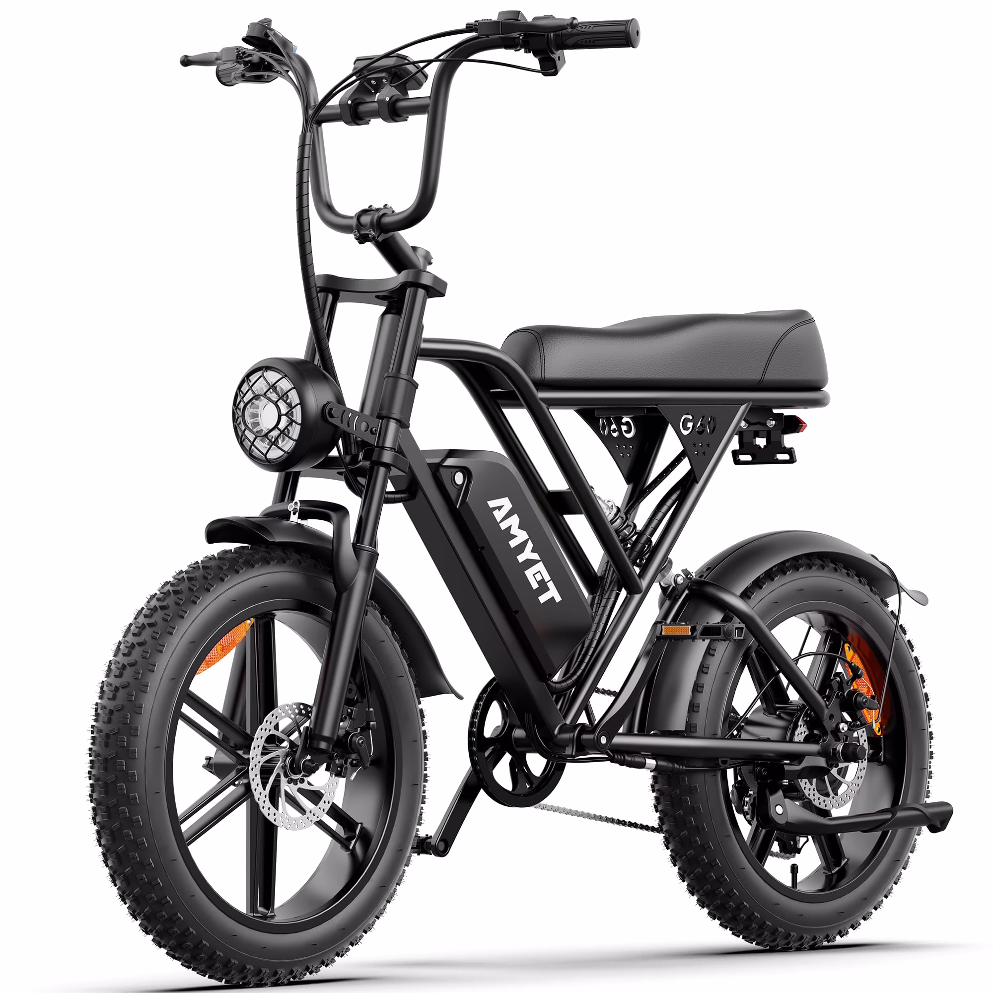 G60 Peak 1500W Electric Bike, 20" Fat Tire E Mountain Bikes, 48V 20Ah 32MPH Ebike for Adults Full Suspension UL2849(Black)