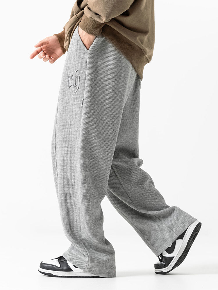 Pantalon gaufré coupe décontractée jambes droites