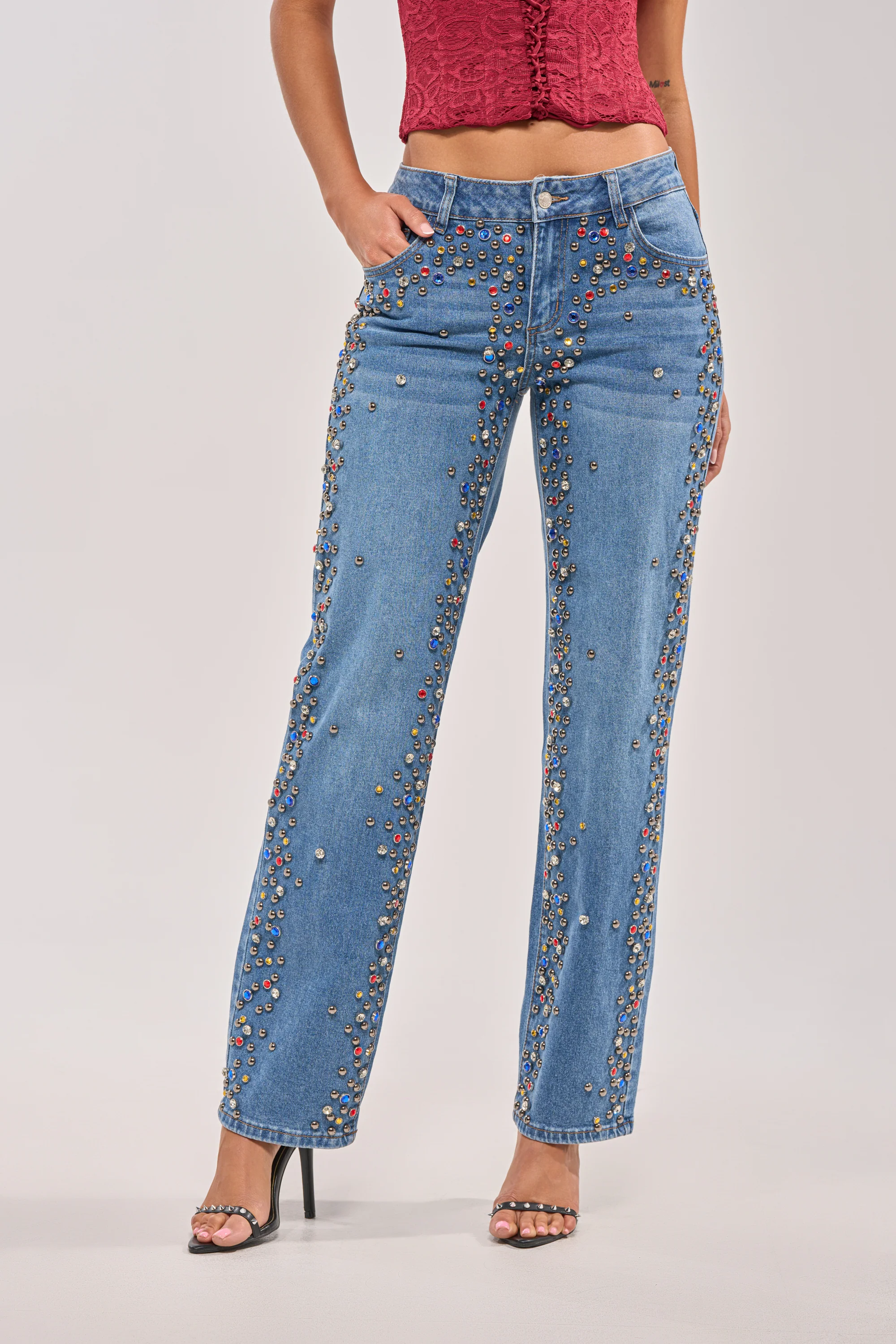 JESSIE RHINESTONE DENIM - Akira Store