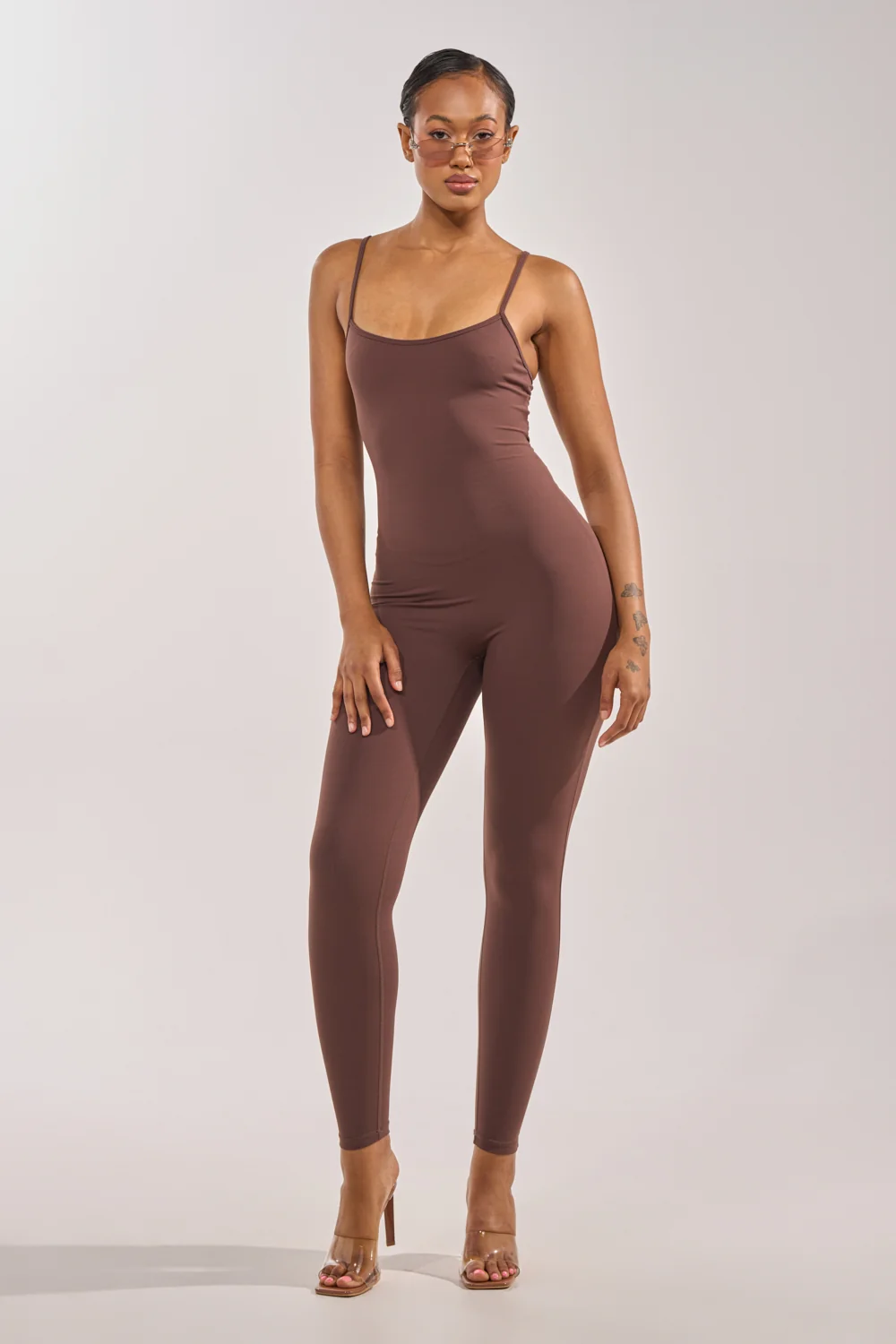 THAT GIRL SEAMLESS JUMPSUIT IN BROWN - Akira Store