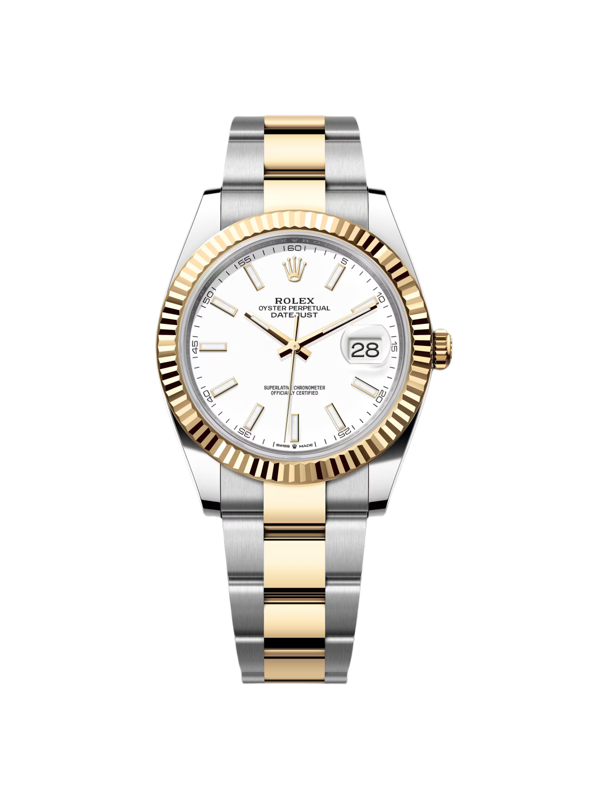 【Super Clone】RLX  Datejust 41mm 126333 White Index Oyster Steel and Yellow Gold Mens Watch