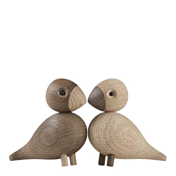 Lovebirds røkt eik/eik 9 cm 2 stk