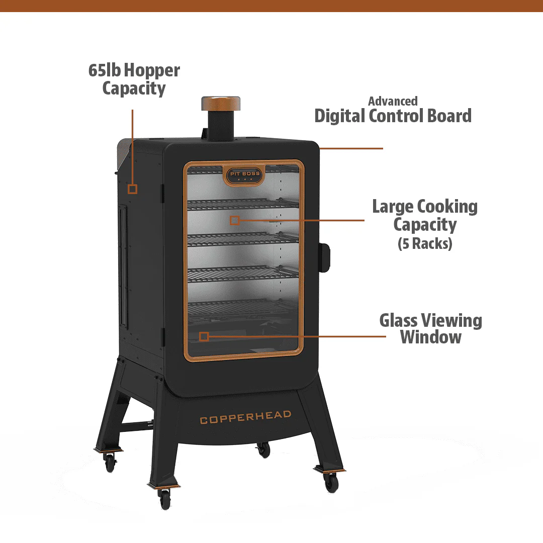 Copperhead 1300 Sq in Vertical Wood Pellet Smoker Onyx Edition - Image 2