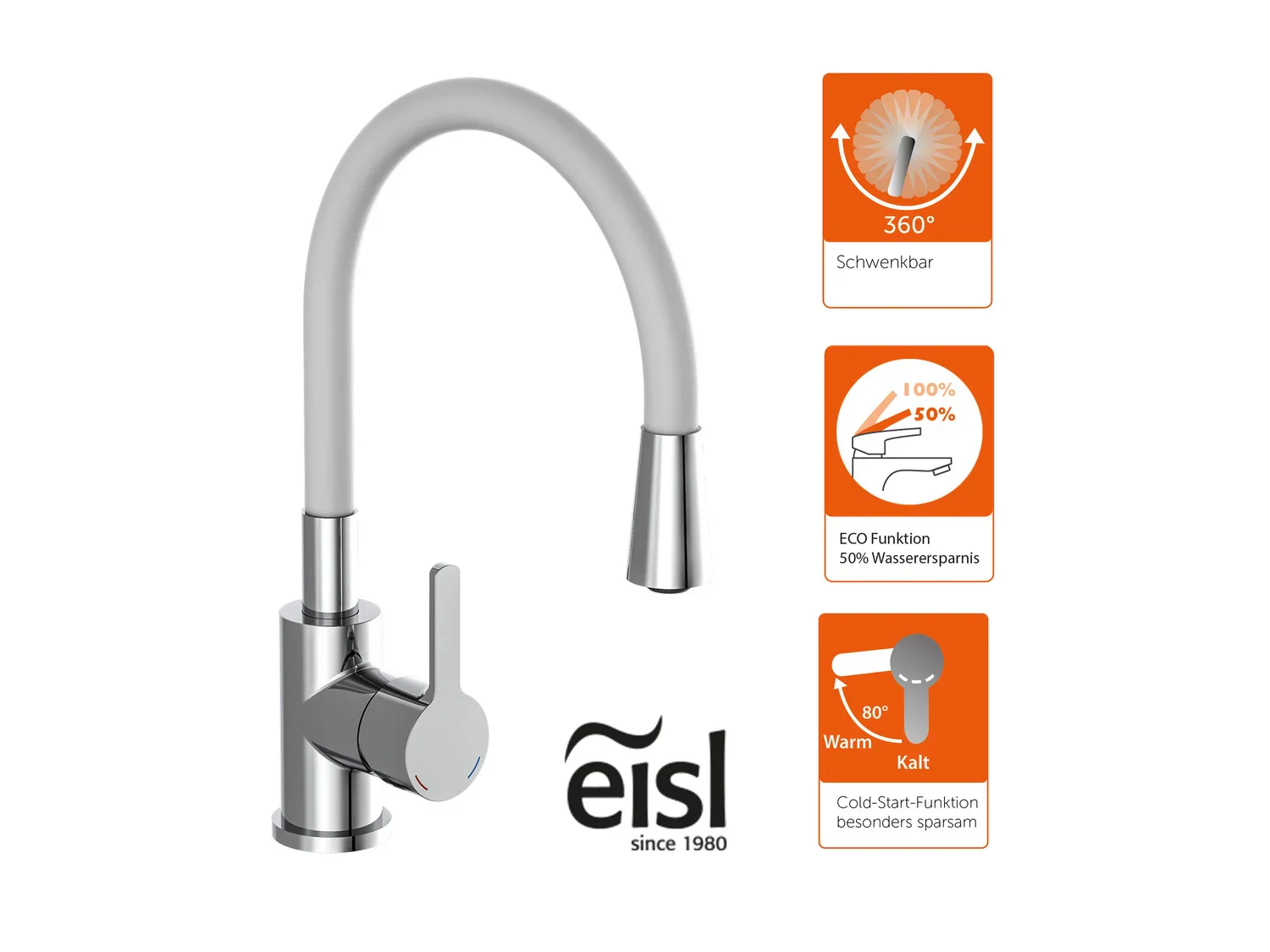 Eisl Mitigeur de cuisine Flexo, avec fonction Cold Start
