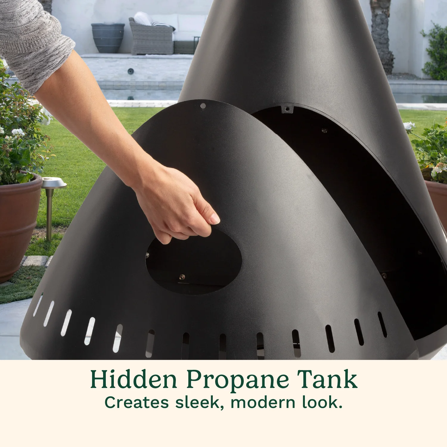 Chimenea Propane Fire Pit, 40,000 BTU Adjustable Gas Fire Pit for Patios, Includes Lava Rocks, Directional Heat Shield and Push to Start Ignition - Image 4