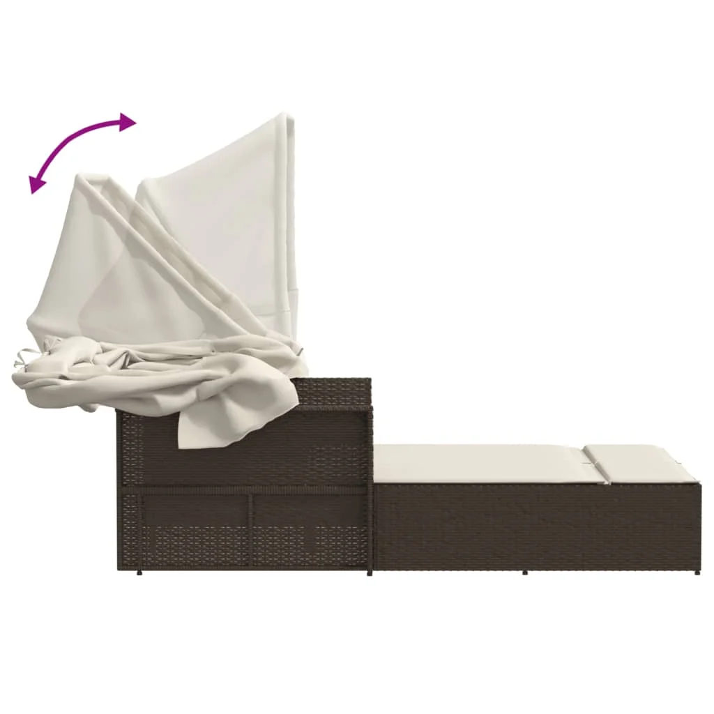 Powder Coated Steel Removable Canopy and Cushions Double Sun Lounger, Beige(1 pcs/Beige) - Image 4