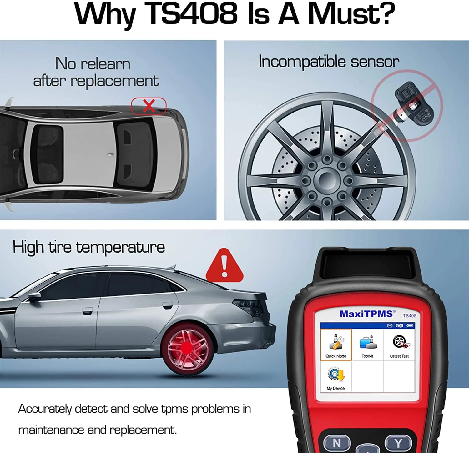 Autel TPMS Relearn Tool TS408, TPMS Reset, Sensor Activation, Program, Key Fob Testing Image 7