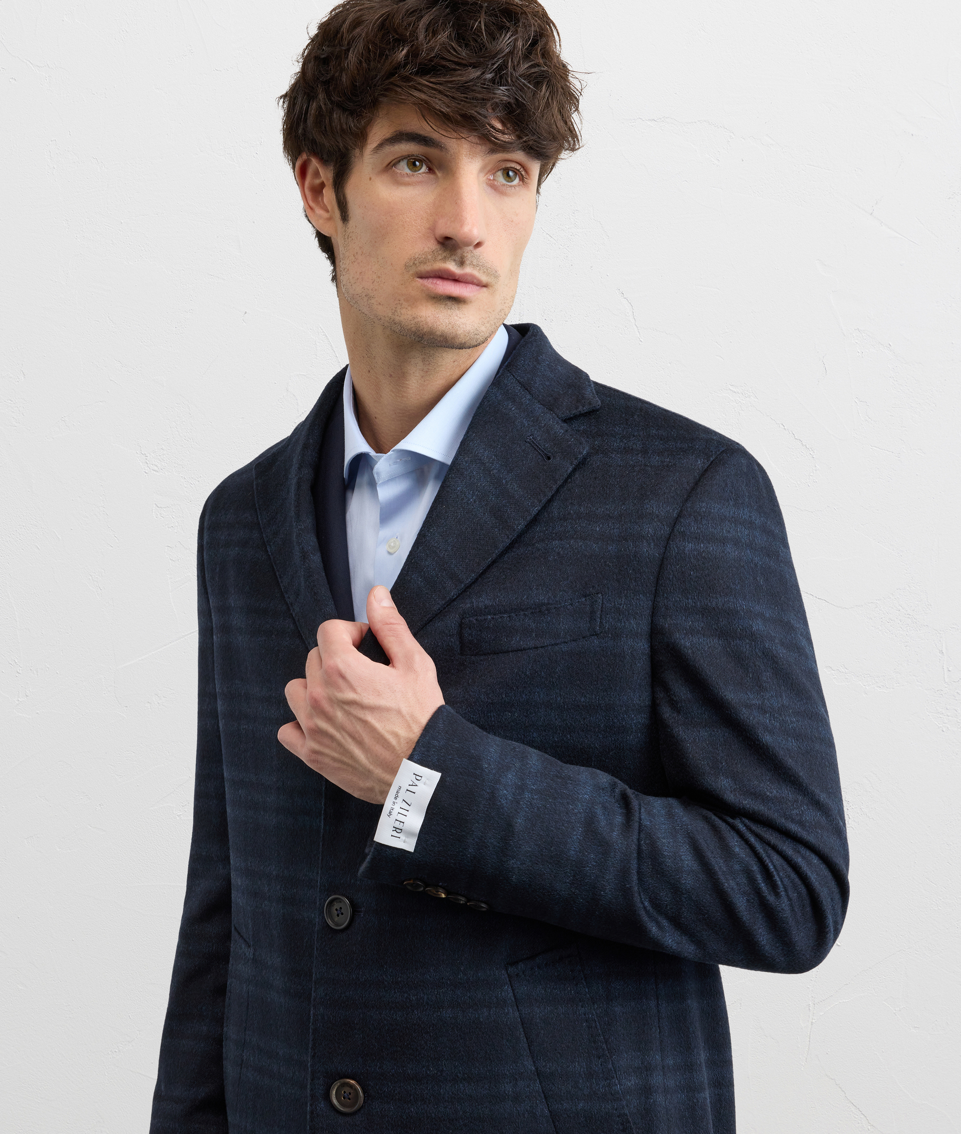 NAVY BLUE CASHMERE SINGLE BREASTED REGULAR FIT COAT
