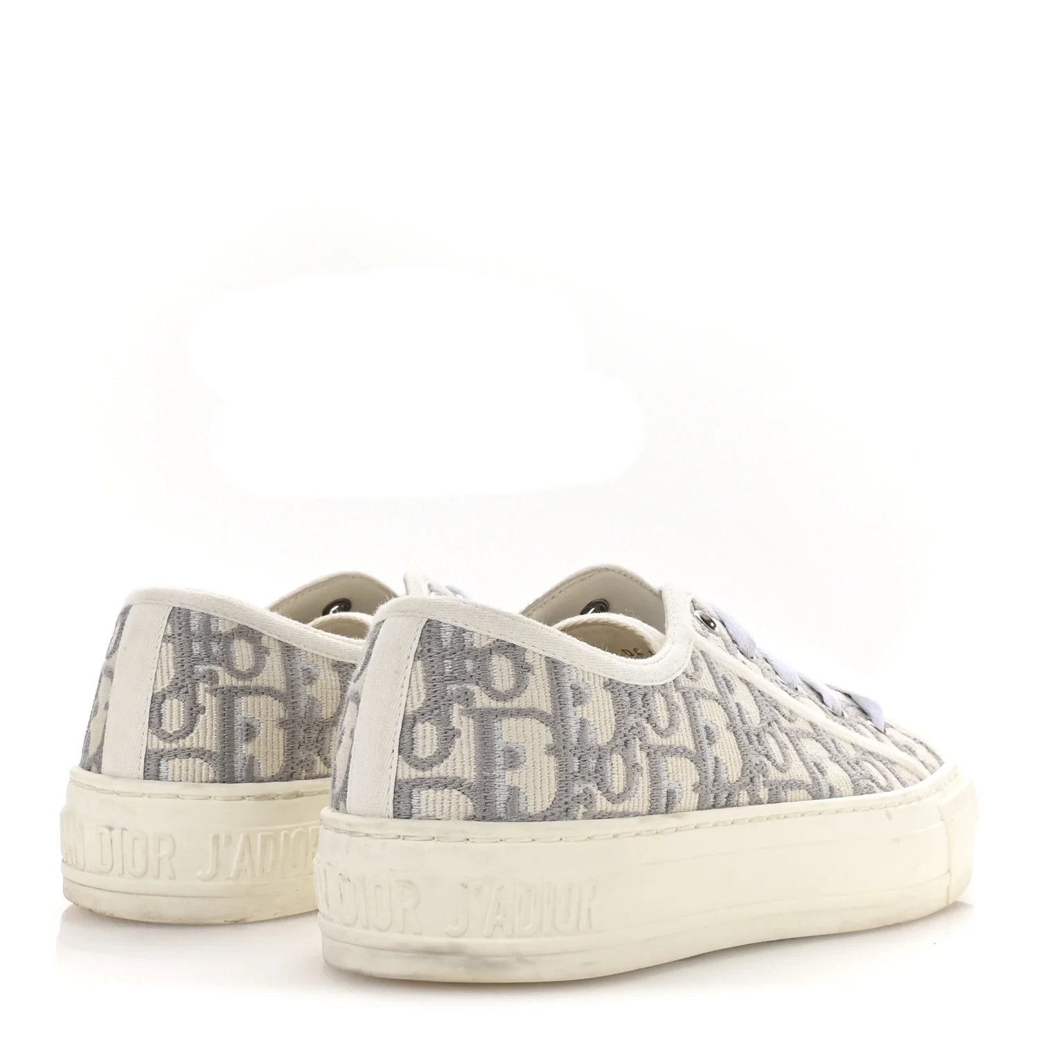 Canvas Oblique Walk'N'Dior Low Top Sneakers 36.5 Grey Stone