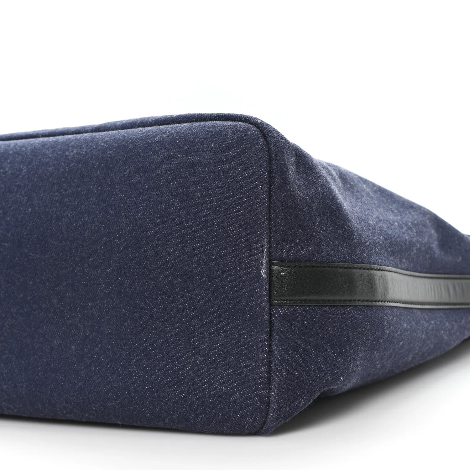 Calfskin Denim Large The Bow Bag Blue Black