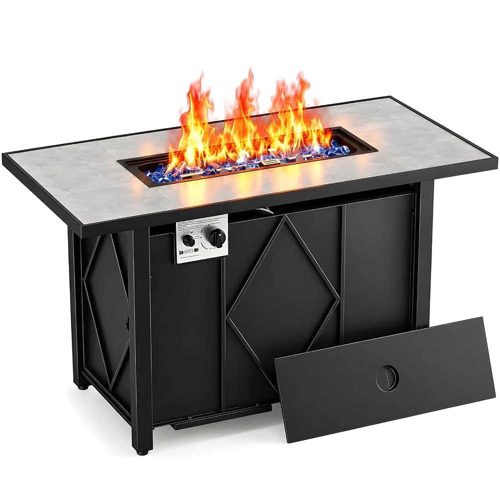 OLIXIS 43 Inch Propane Fire Pit Table, 50,000 BTU Outdoor Gas Fire Table