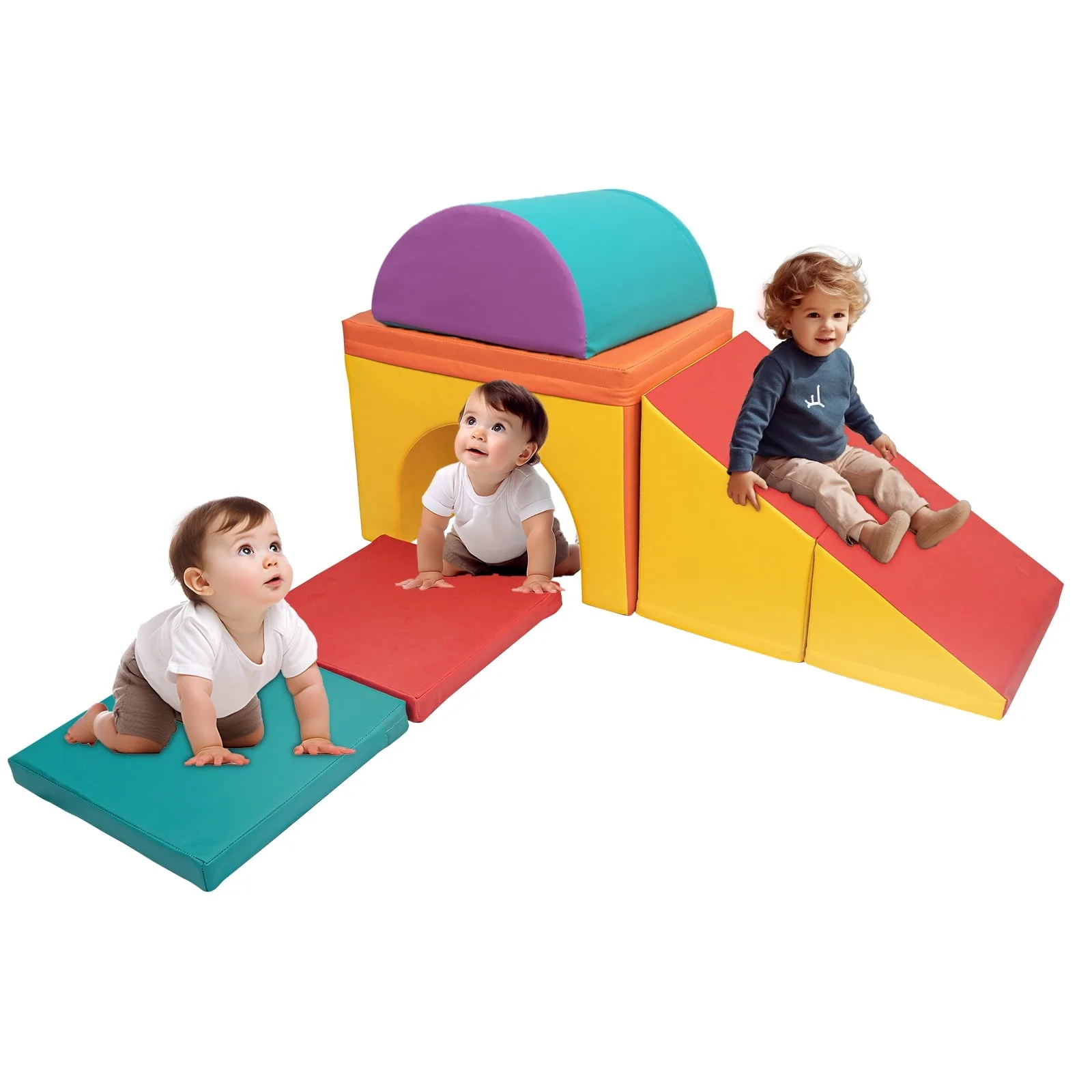 5 PCS Kids Climbing Toys for Toddlers 1-3, Lightweight Couch Kids for Crawling Sliding, Soft Play Equipment Foam Climber Blocks, Indoor Climb and Crawl Activity Playset - Image 3