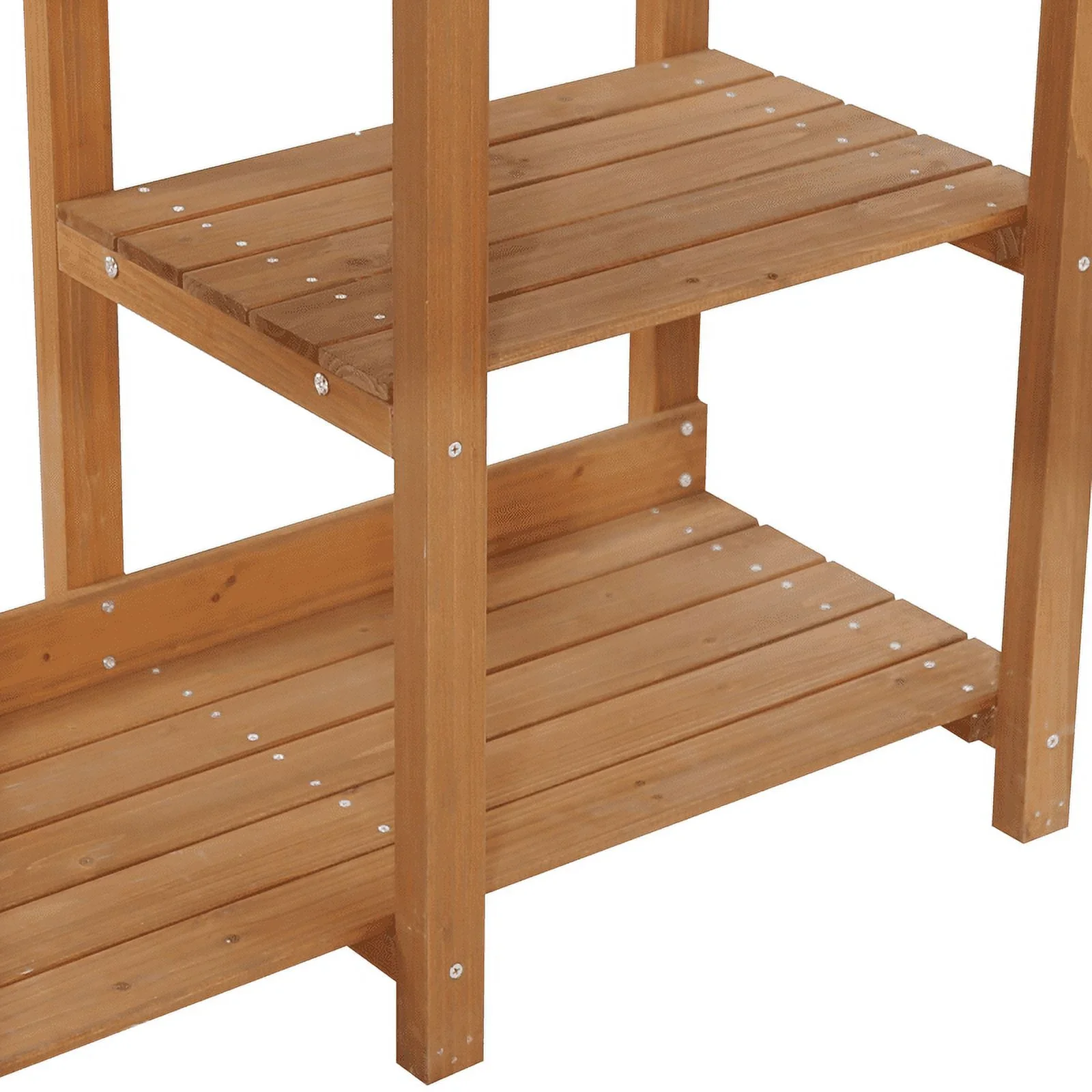 VEIKOUS Wood Potting Bench Garden Table w/ Removable Stainless Sink & Shelves, Natural