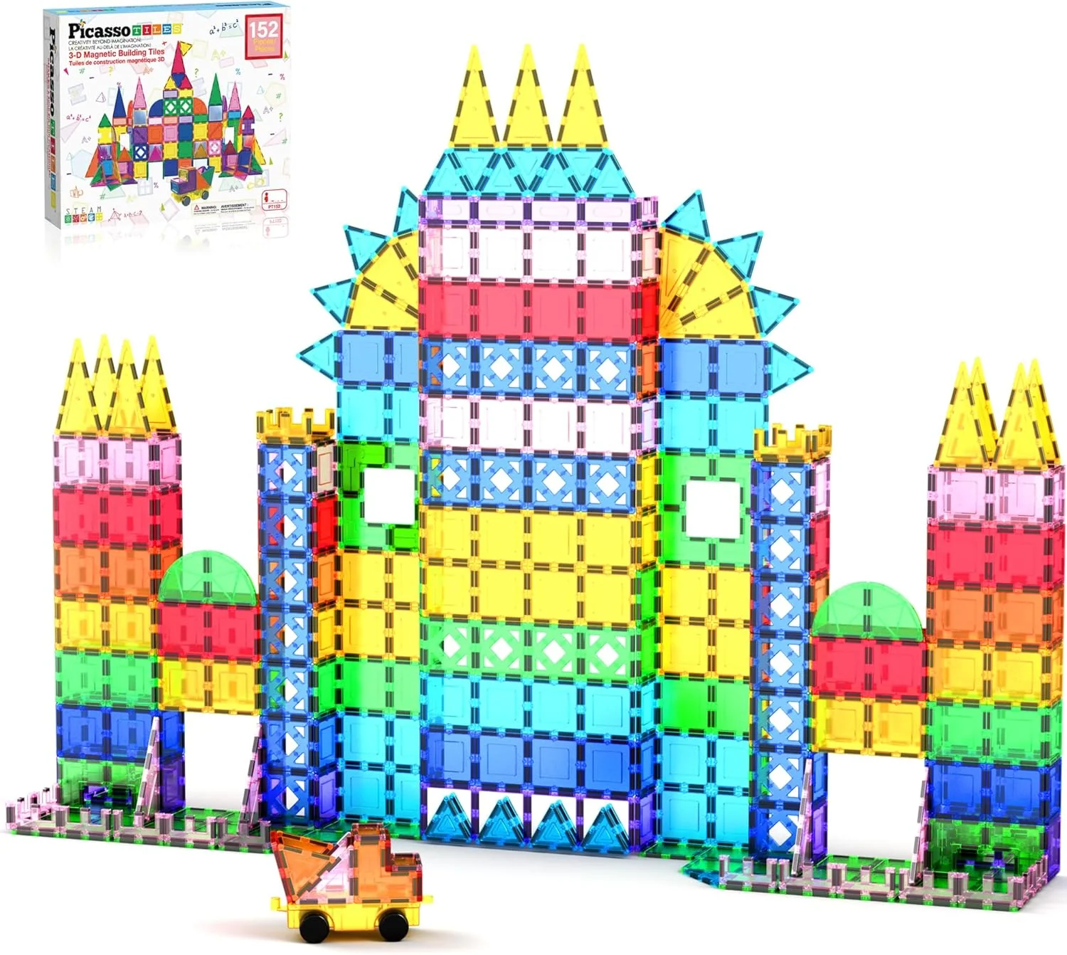 PicassoTiles Building Blocks Inspirational Kit 3D Building Construction Toys Clear Magnetic Stacking Set STEM Playboards Magnet Felt Tiles Novelty Games, Creativity Beyond Imagination