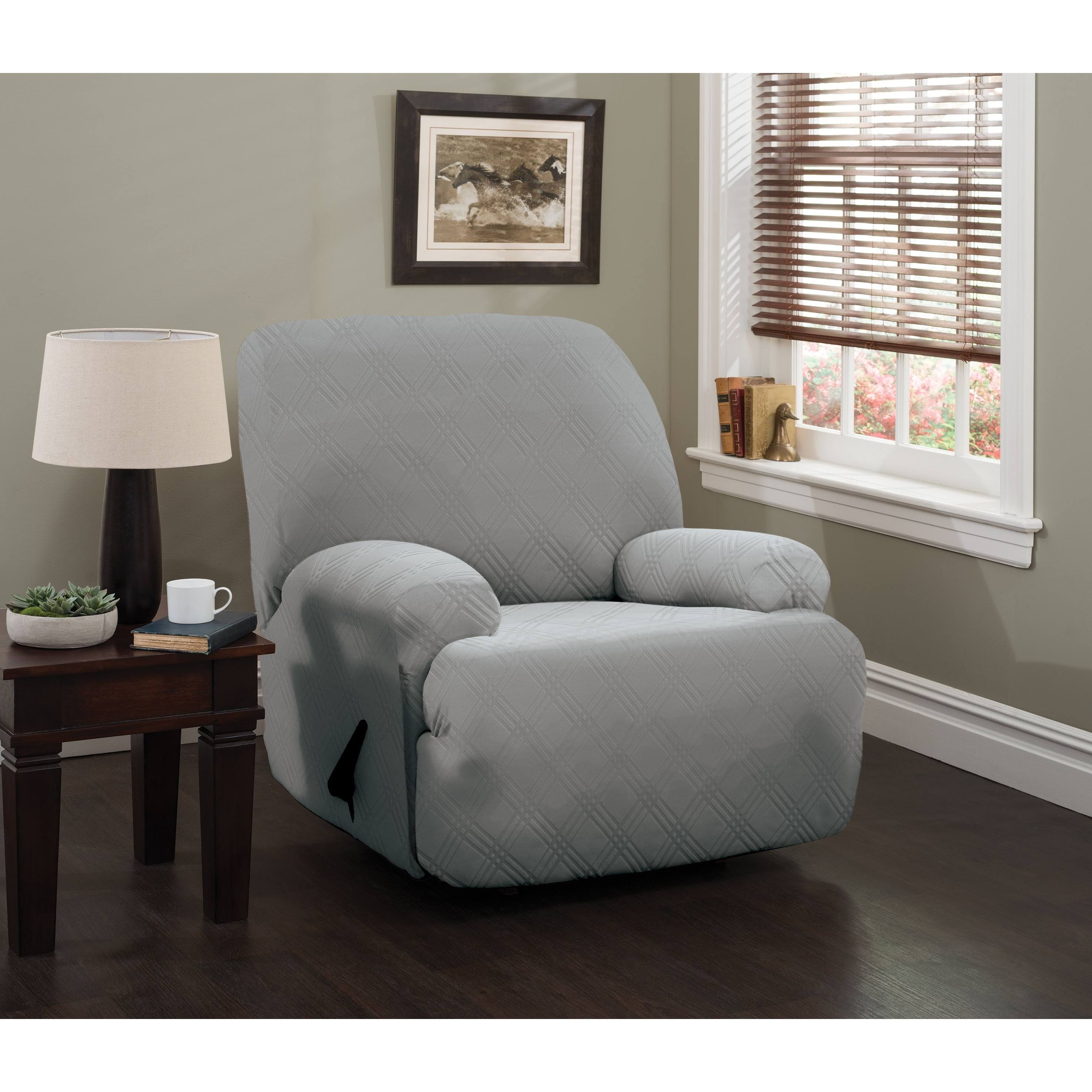Stretch Sensations Stretch Double Diamond Grey Jumbo Recliner Slipcover Gray