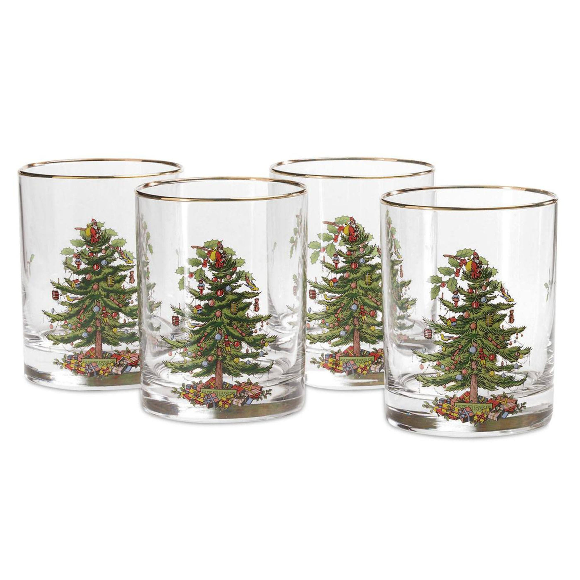 Spode Christmas Tree Set of 4 Double Old Fashioned Glasses