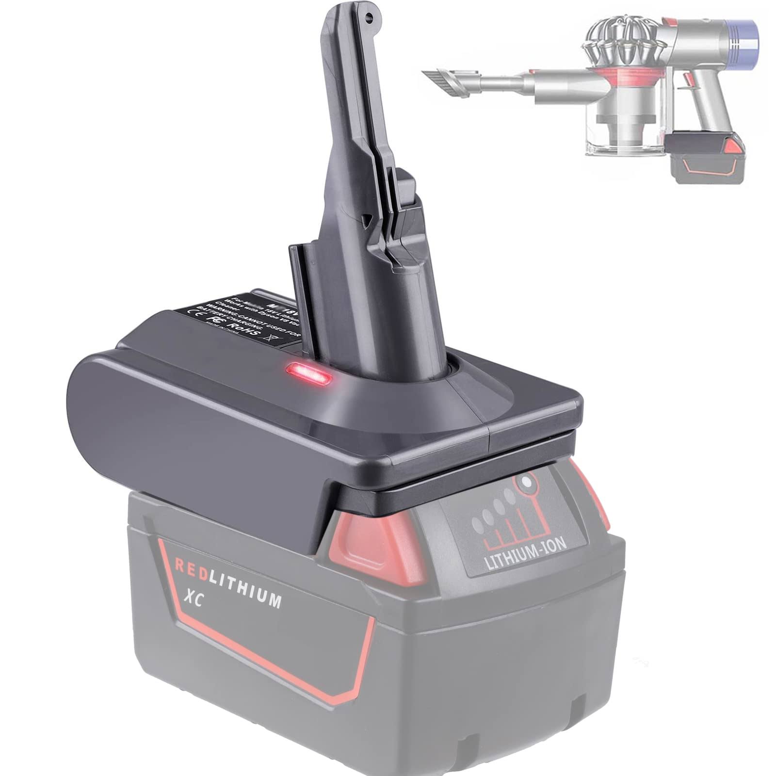 BTRUI for Dyson V8 Battery Adapter for Milwaukee M18 18V Battery Convert to for Dyson V8 Animal Fluffy Motorhead Handheld Vacuum