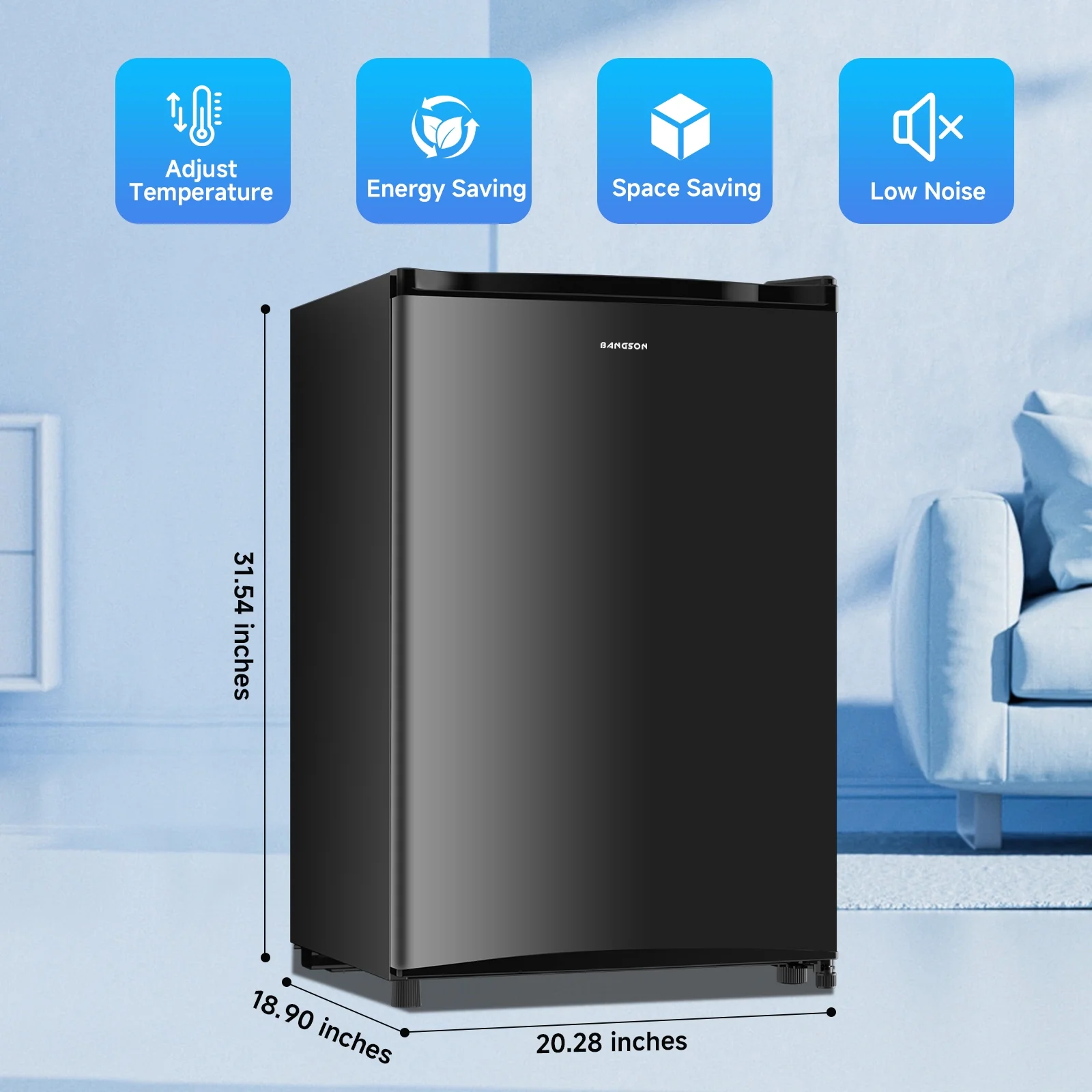 3.0 Cu.ft Compact Upright Freezer, Energy-Saving Mini Freezer with Adjustable Thermostat,Black(Black) - Image 8
