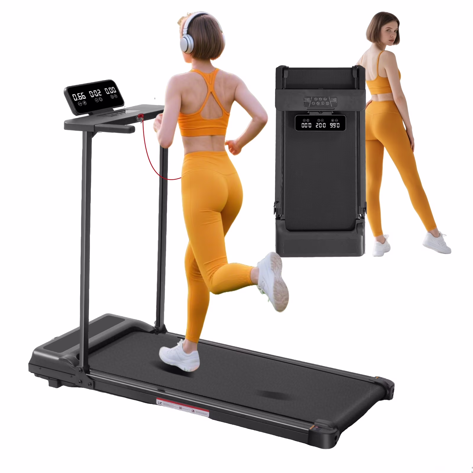 HevGlrm Portable Treadmills for Home Workouts Fitness,3.5HP Walking Pad Treadmill with Handles,Compact Running Treadmill with LED Display,400lbs HevGlrm Portable Treadmills for Home Workouts Fitness,3.5HP Walking Pad Treadmill with Handles,Compact Running Treadmill with LED Display,400lbs
