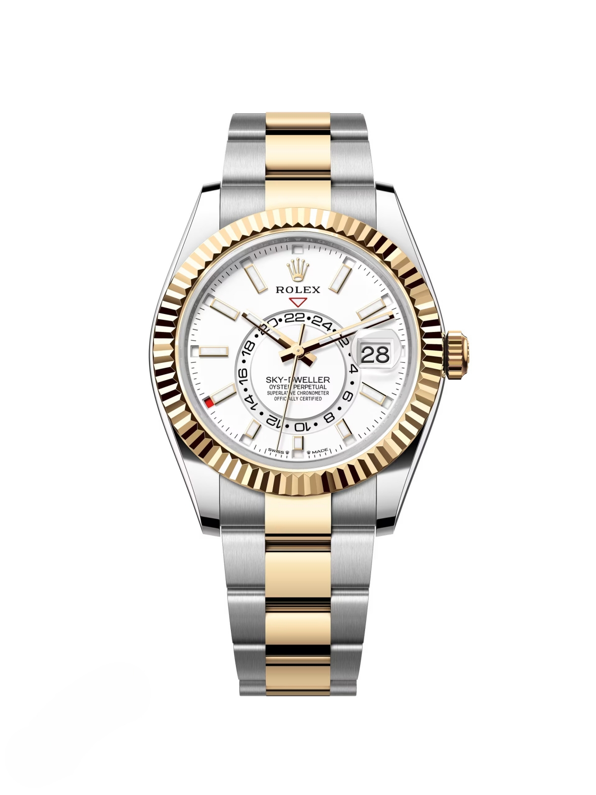 [Super Clone]RLX  Sky-Dweller 42mm Two-Tone Yellow Gold White Dial Oyster - 336933 - New 2025