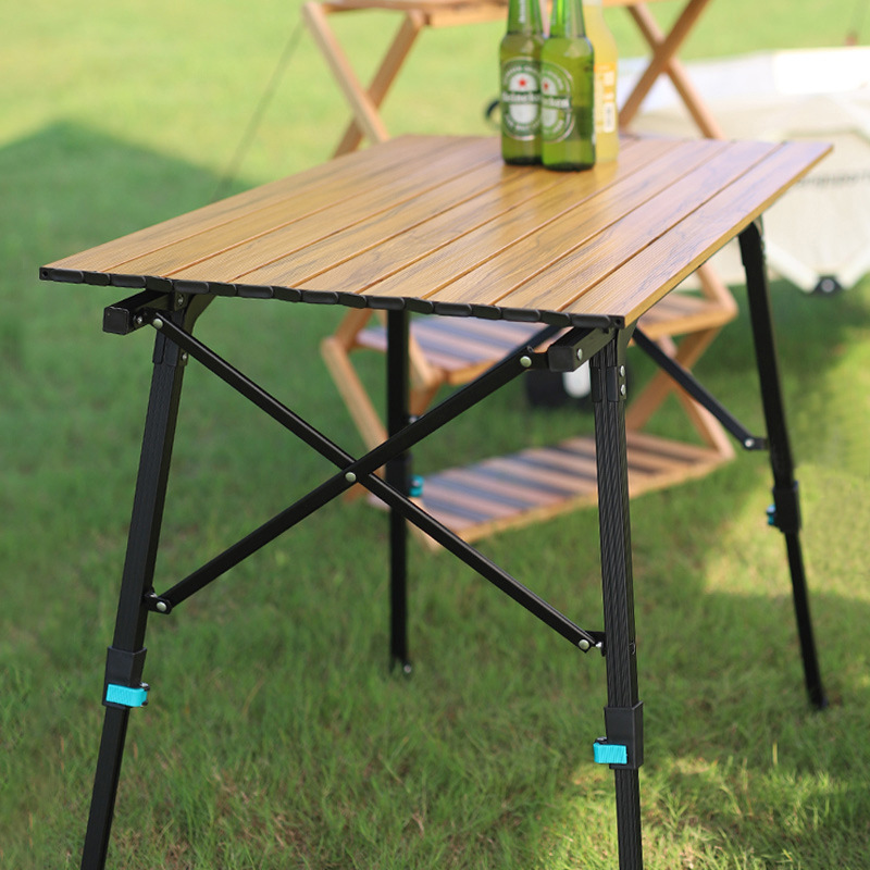 Adjustable Outdoor Aluminum Alloy Metal Egg Roll Folding Foldable Collapsible Table Camping Picnic Table