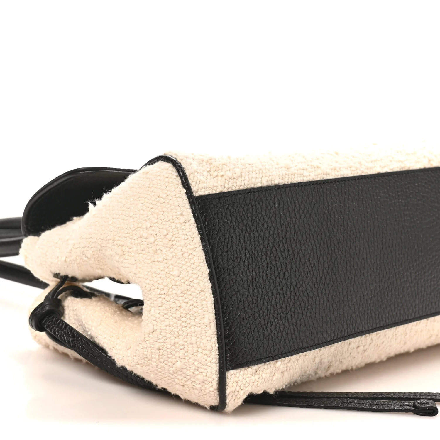 Grained Calfskin Boucle Urban Essentials Small Shopping Bag Black Ivory