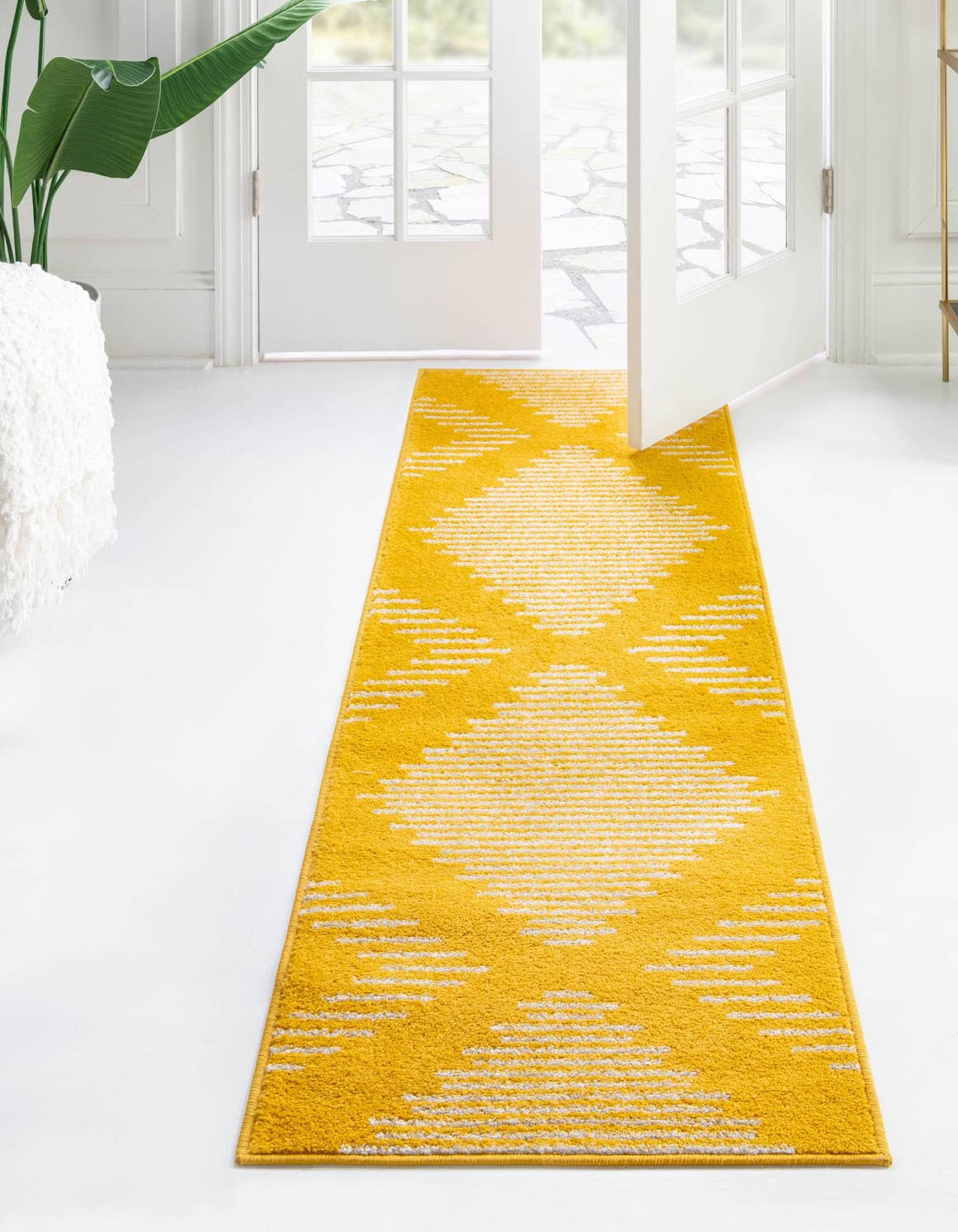Kai 14 ft Runner Yellow Geometric Area Rug