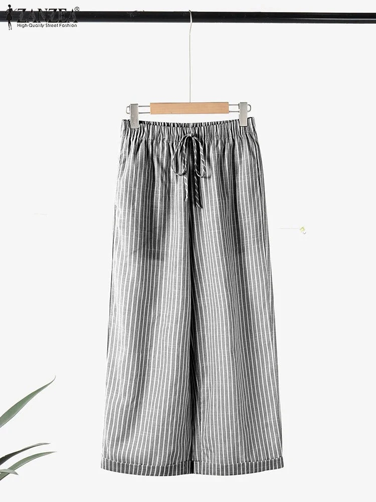 Océane Dubois | Le Pantalon Lin Rayé Décontracté