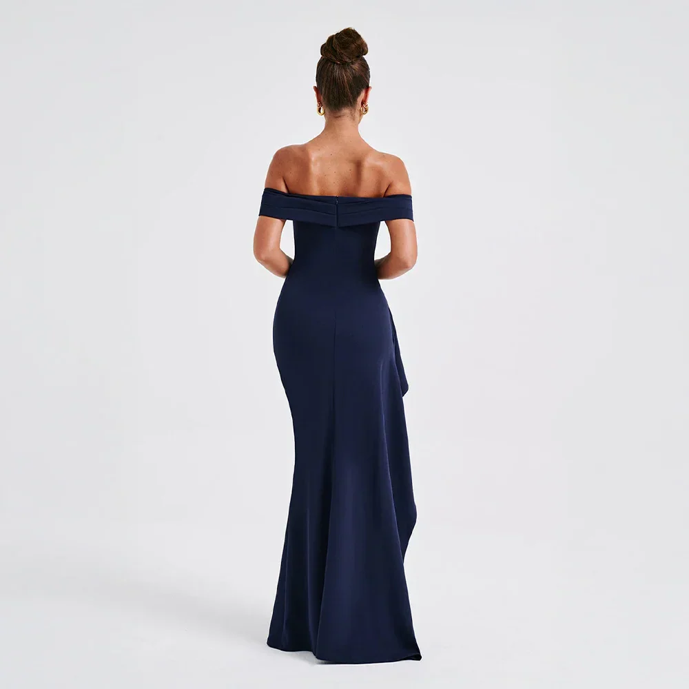 Robe Maxi Fendue Épaules Dénudées