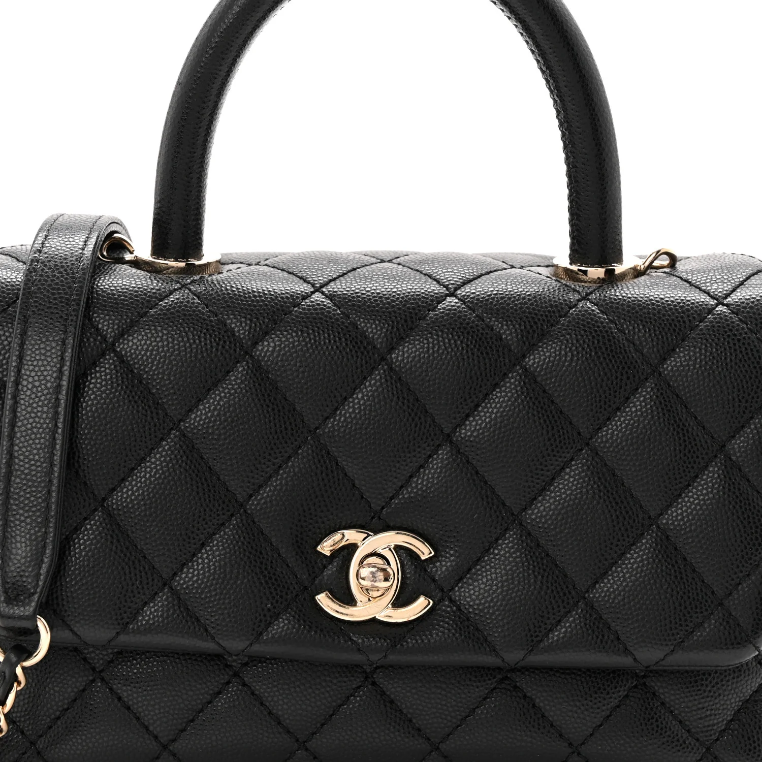 Caviar Quilted Mini Coco Handle Flap Black
