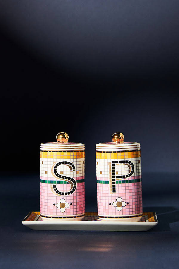 Bistro Garden Tile Salt & Pepper Shakers by Anthropologie in Pink, Size: SLT/PEPPER