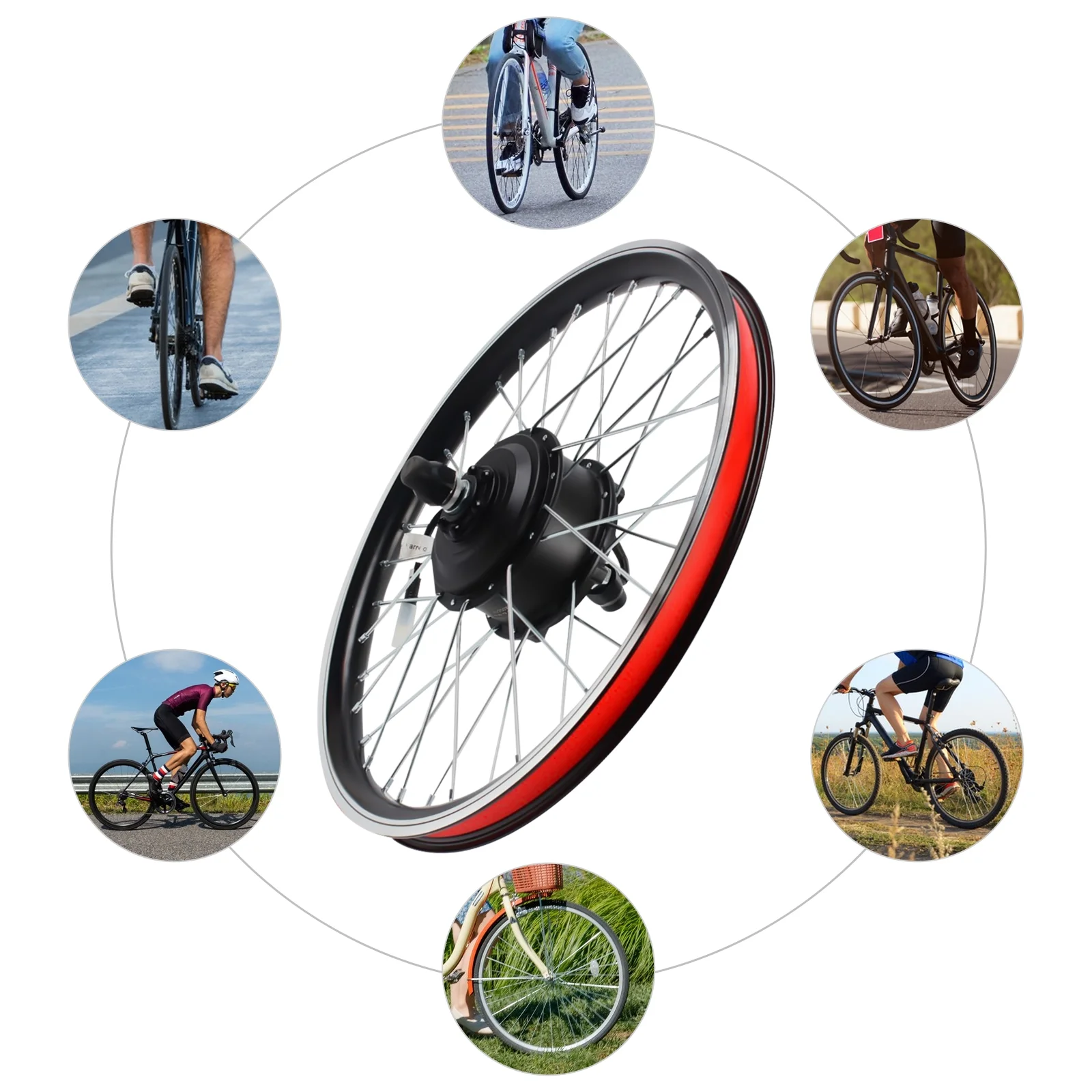 Front and Rear Wheel Electric Bike Kit, 36V 250W Motor, 30KM/H Speed, Includes Brake Lever, Thumb Throttle, and LED Display - Image 5