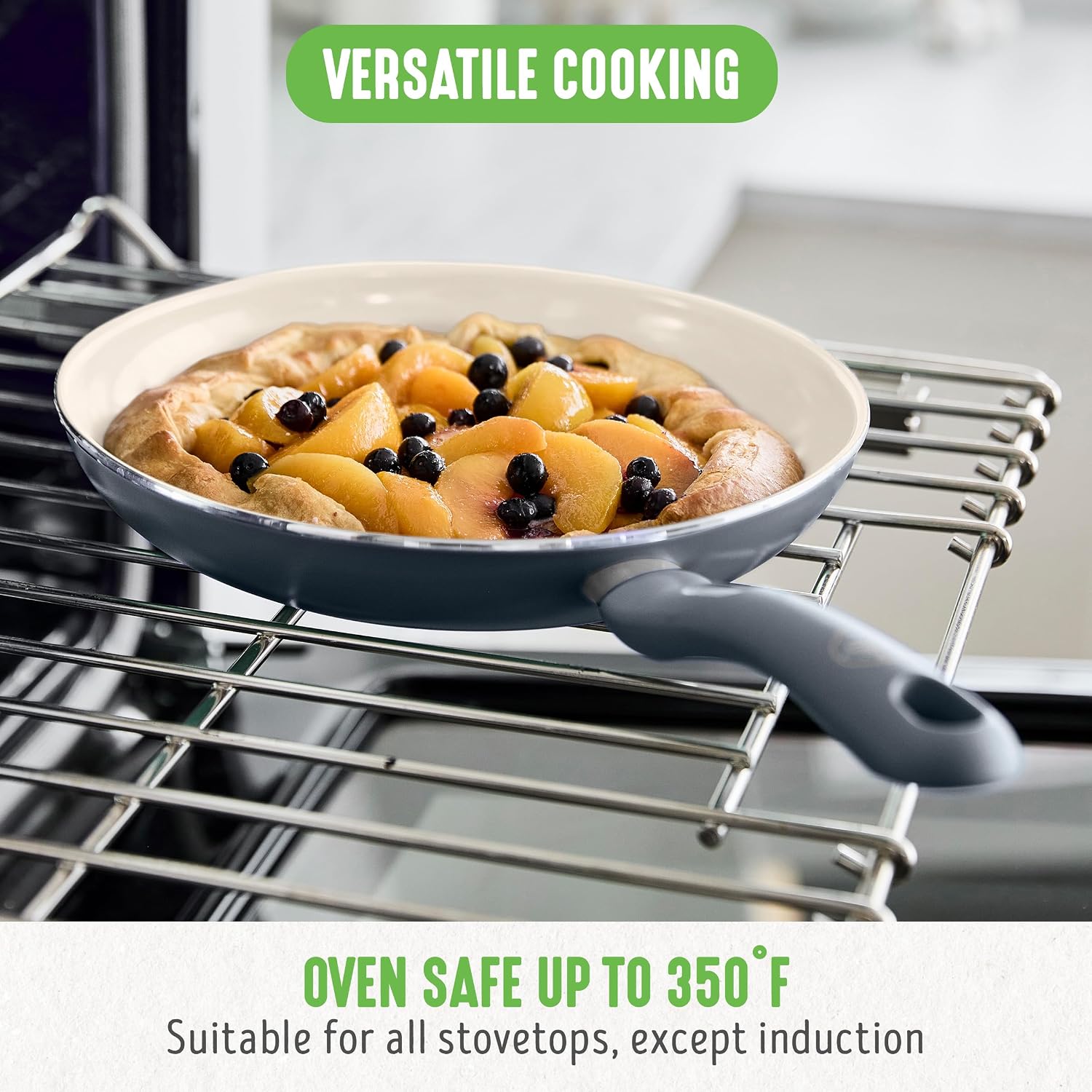 GreenLife 16 Piece Ceramic Nonstick Pots & Pans Cookware Set, Gray