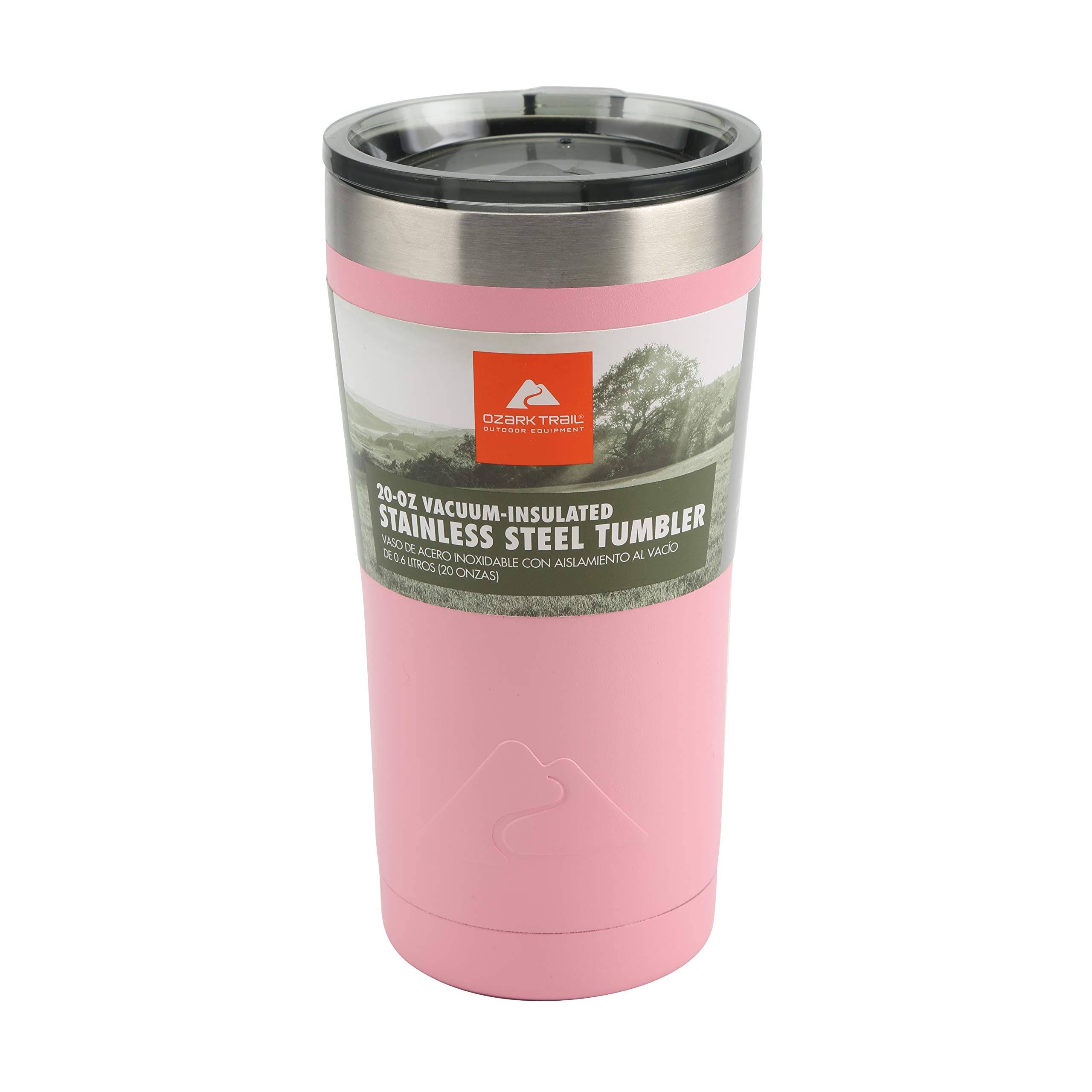 Ozark Trail 20 oz Stainless Steel Tumbler, Double-Wall, Vacuum-Sealed Pink