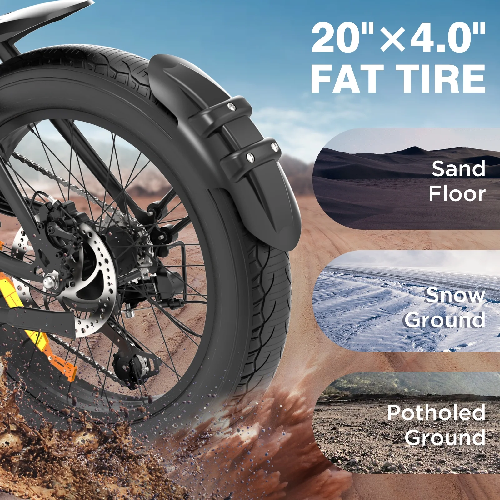 750W 20"x4.0 Fat Tire Electric Bike, 48V 15Ah Battery, Off-road E-Bike for Adults, UL2849 Certified(BLACK BLACK-48V/15Ah) - Image 8