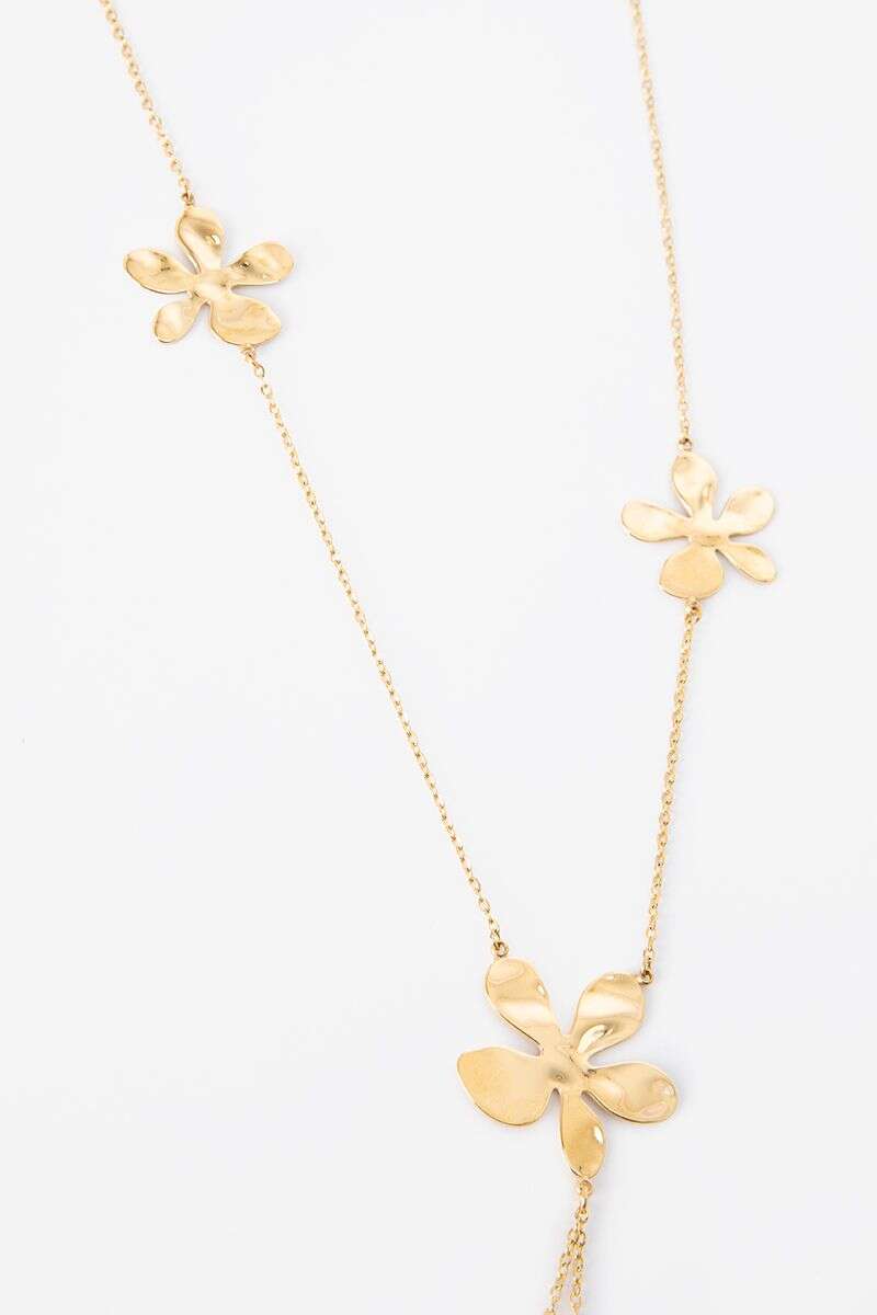Goudkleurige ketting met bloemen