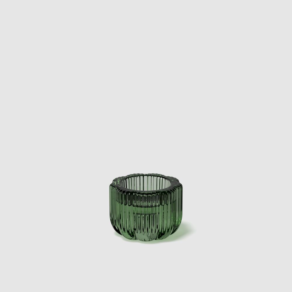 Fleur Candlestick holder - Green, 2.5'' x 1.8'', glass