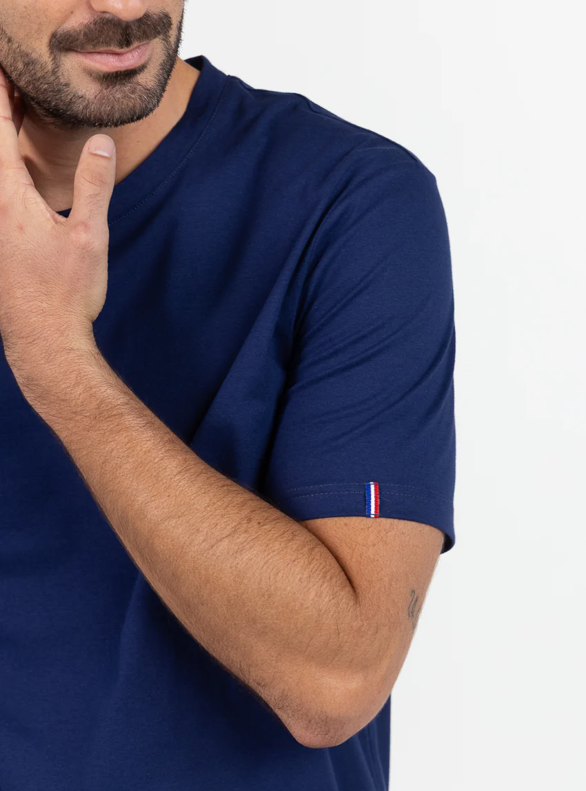 Tee-shirt homme en coton bio bleu marine