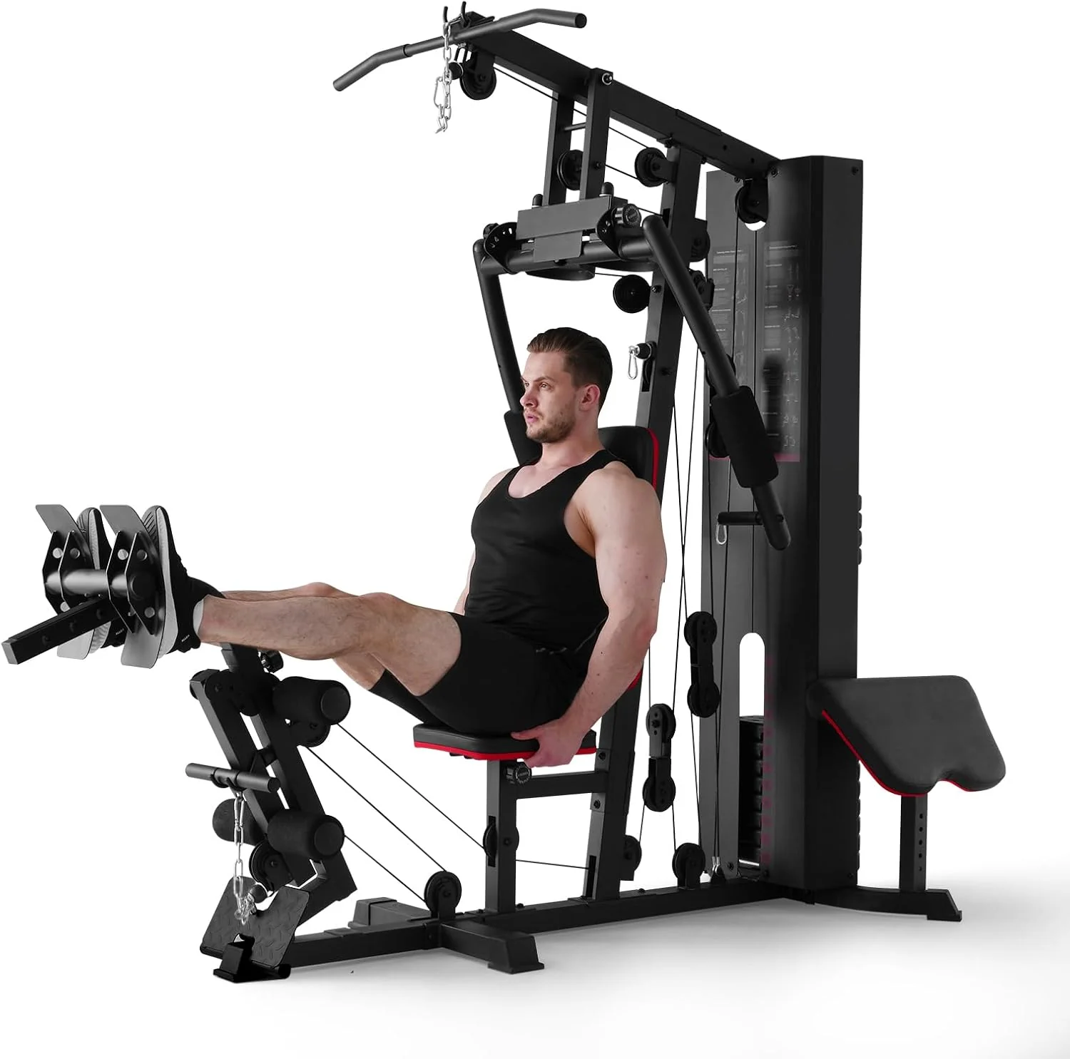 Appareil de musculation multifonctionnel Mikolo pour la maison, avec colonne de poids de 68 kg.
