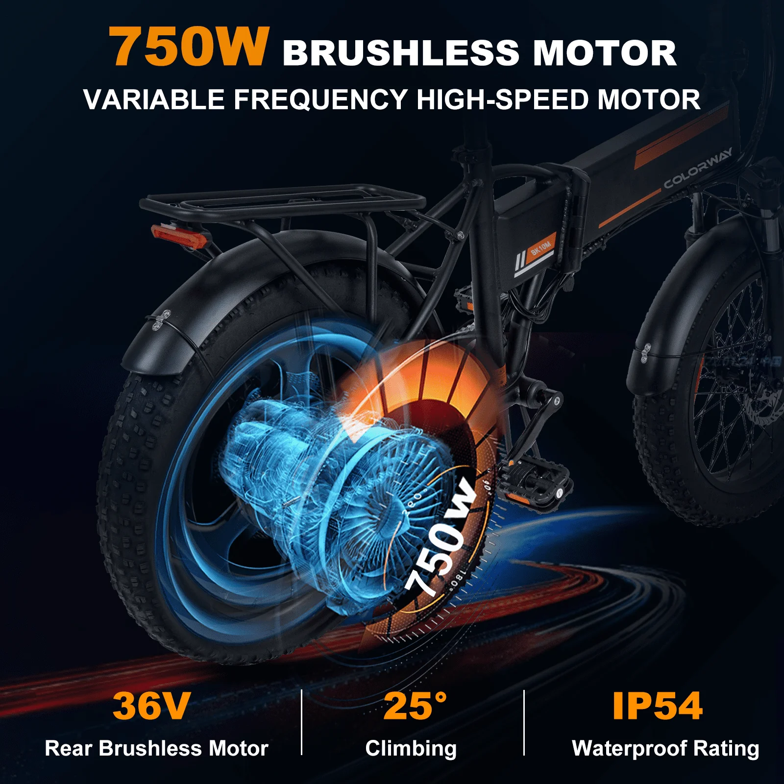 COLORWAY 750W Electric Bike for Adults , 20X4 0" Electric Bicycles with 36V/12AH Removable Battery E Bikes Image 5