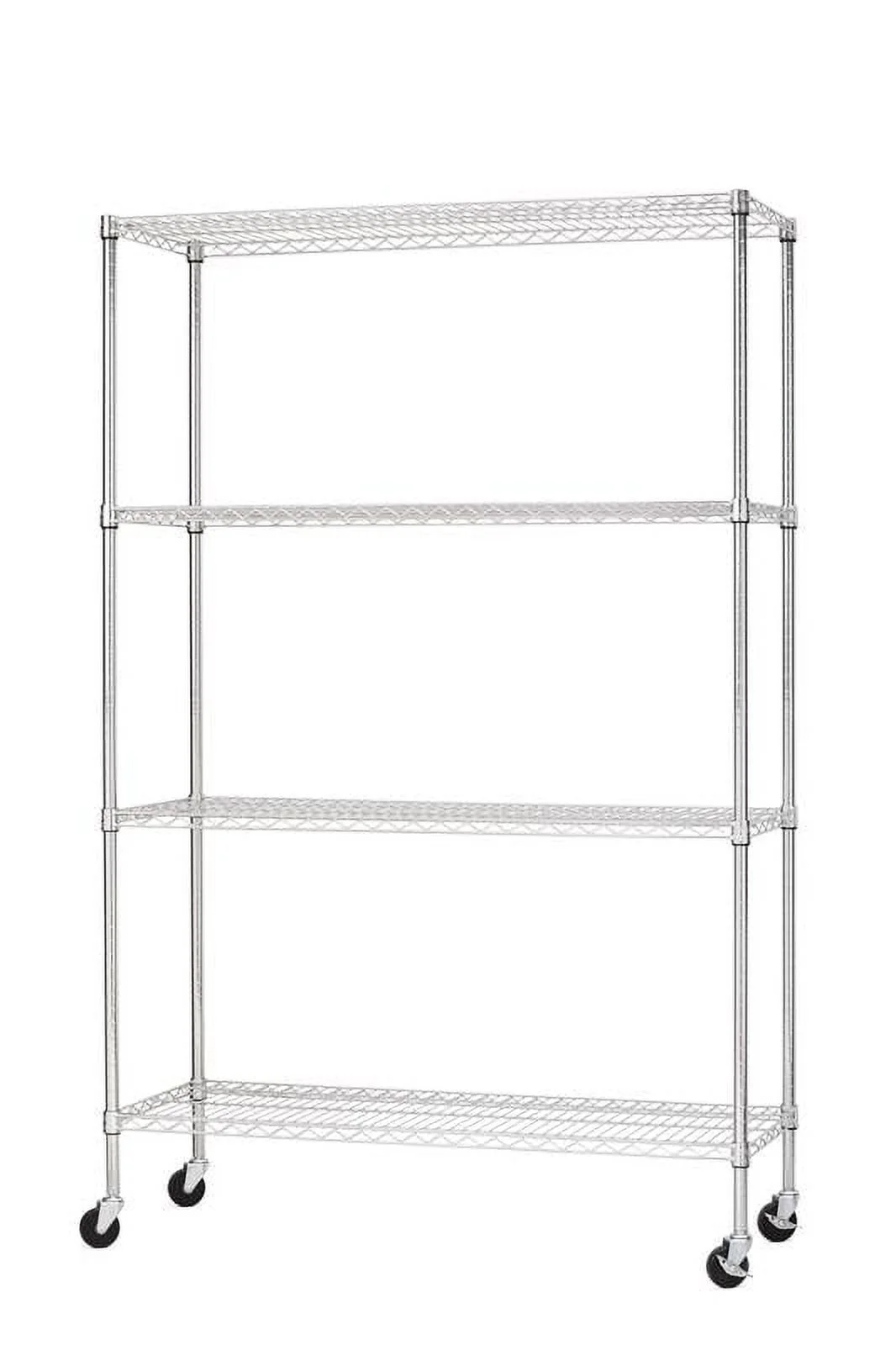 Hyper Tough Chrome Wire Shelf 4-Tier Heavy Duty 72"H x 48"W x 18"D, 2400lbs Total Capacity(Chrome/Single)