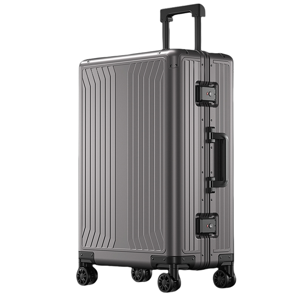 All Aluminum Magnesium Hardshell Carry on Luggage with Wheels, Modern Zipperless Hardshell Checked Luggage with TSA Lock, Airline Approved Metal Suitcase Travel Metal Rolling Luggage