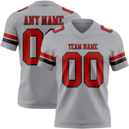 Custom Gray Red-Black Mesh Jersey
