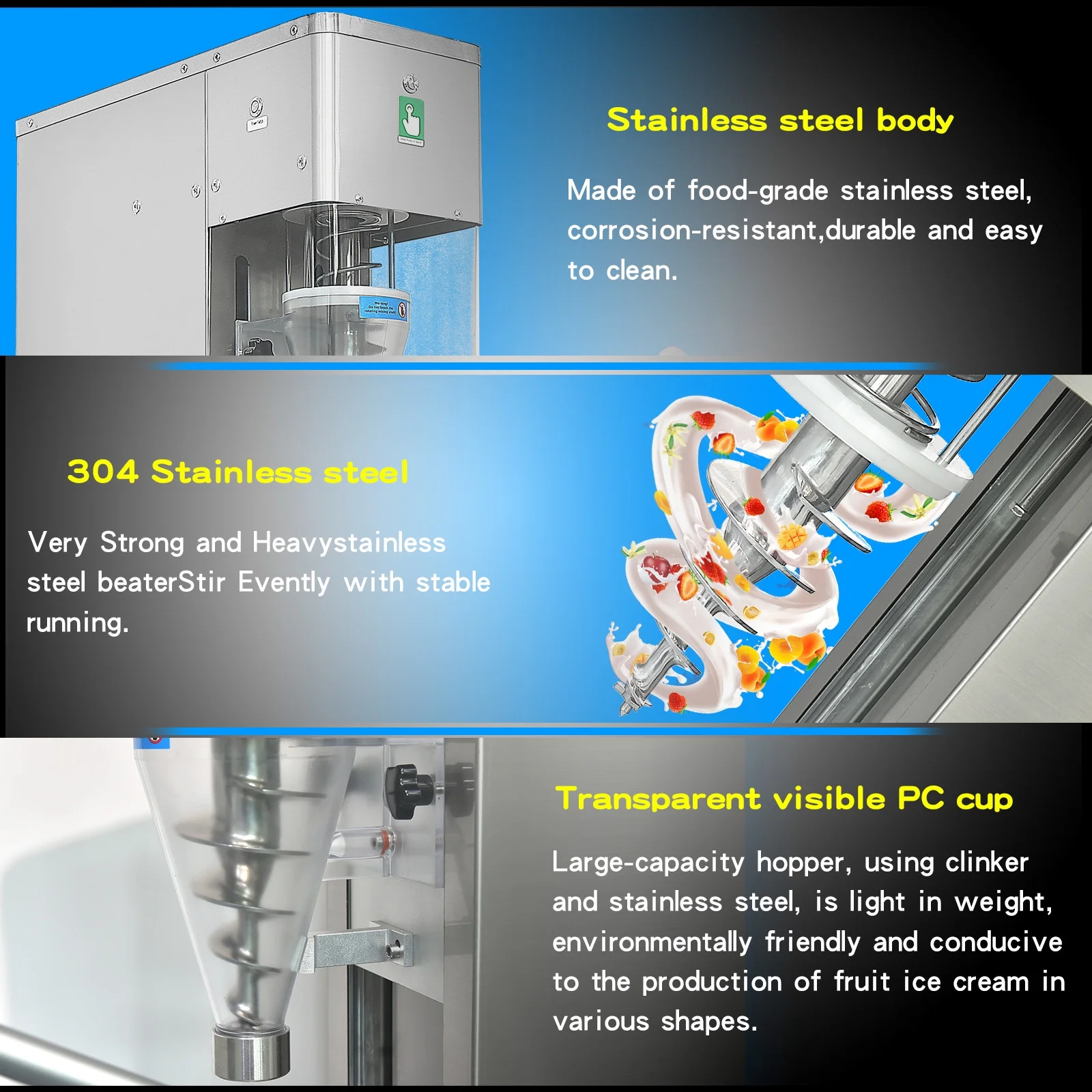 Commercial Frozen Yogurt Gelato Ice Cream Blending Machine,Swirl Ice Cream Machine - Image 2