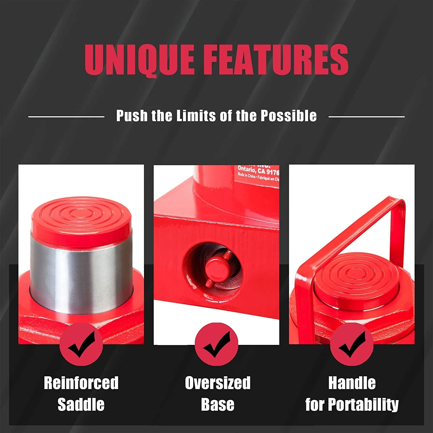 BIG RED 50 Ton Low Profile Hydraulic Bottle Jack  Welded Construction for Automotive & Heavy Lifting