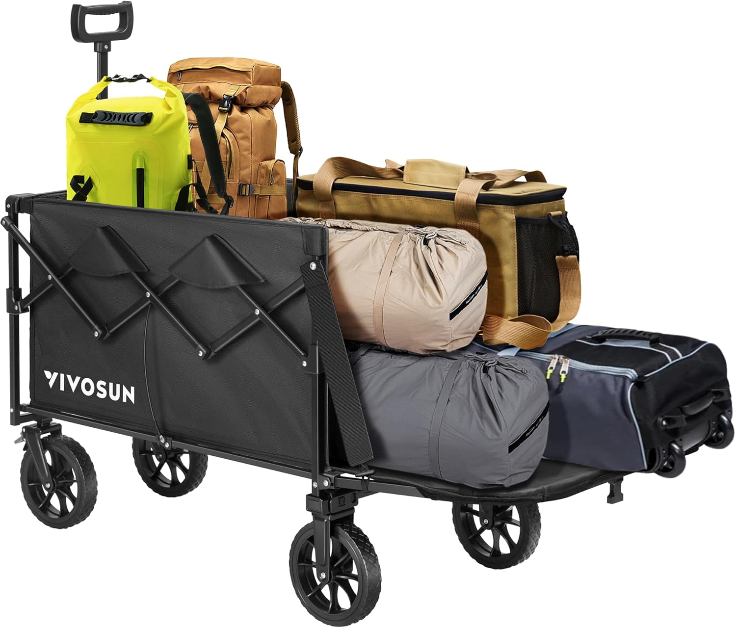 VIVOSUN Heavy-Duty Steel Garden Cart, 400-Pound Capacity, Steel Utility Garden Wagon with Removable Sides, 8